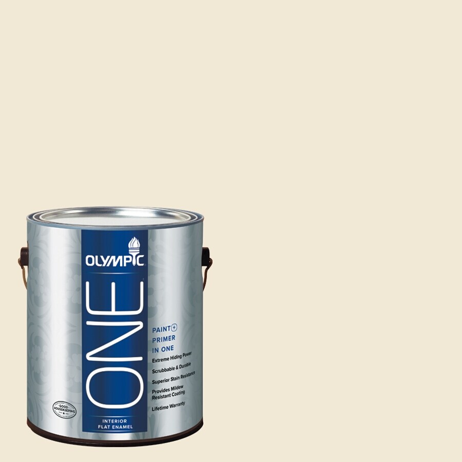 Olympic C14-1-ADOBEWHI356793 Flat ONE Adobe White Pre-tinted Latex Interior Paint + Primer (1-Gallon)