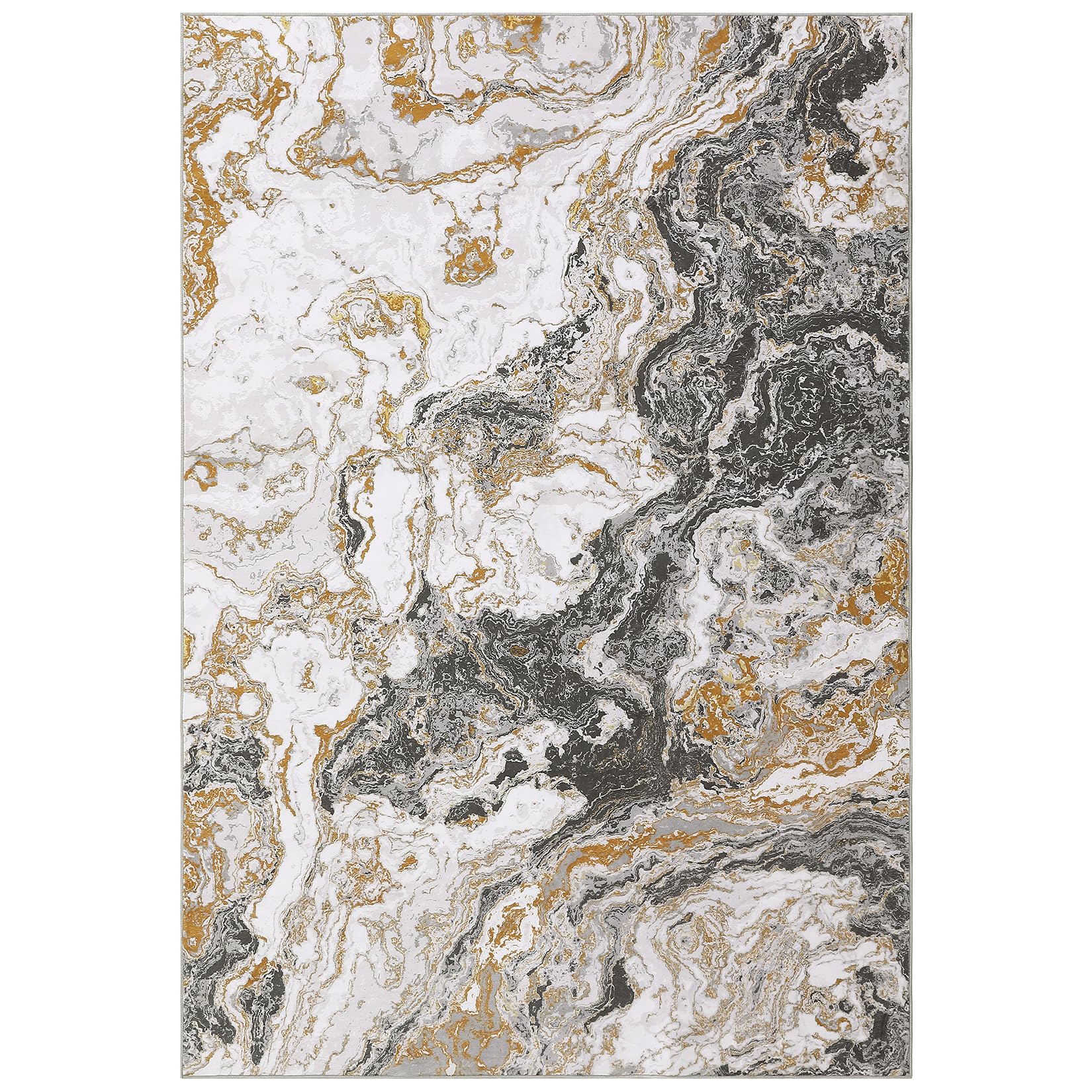 Qeetex GKL-PHO-14BF0TMD 2x8ft Abstract Marble Rug Modern Boho Marble Pattern Area Rug, Ultra-Thin Washable Rug Low Pile Soft Luxury Rug, Ideal for Living Room Bedroom Kitchen Dining