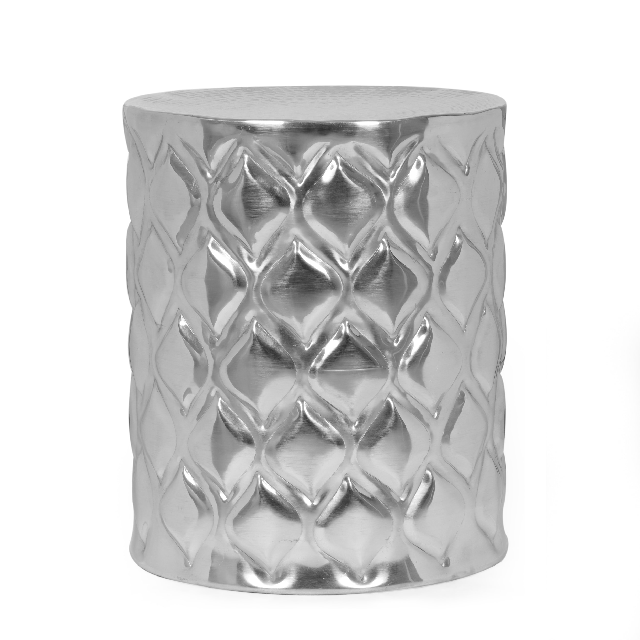 AHIOU HOME ZAAHG-71298.00GS 19-in Silver Aluminum Barrel Garden Stool