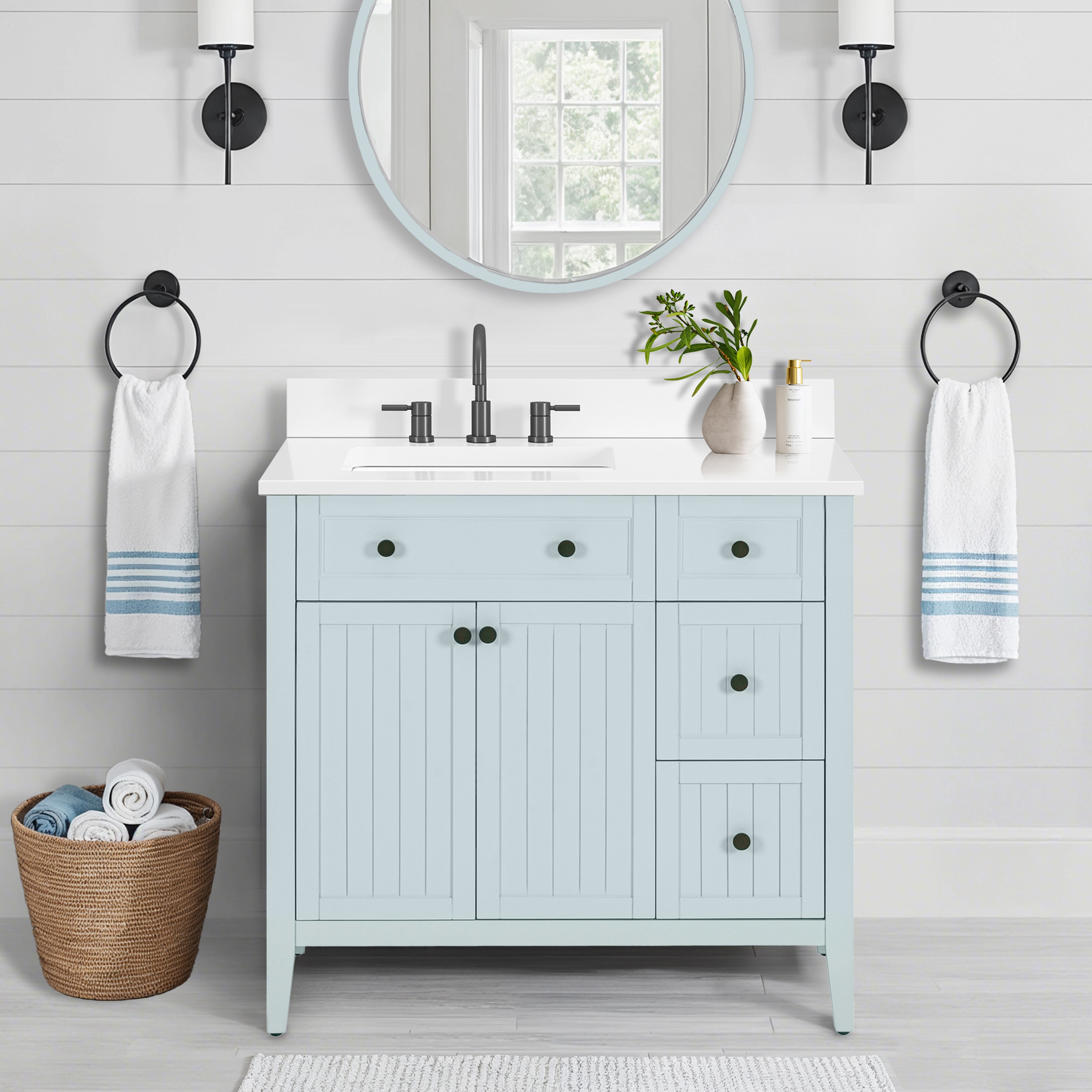 Avanity Layla Ice Blue Undermount Single Sink Bathroom Vanity with Engineered Stone Top