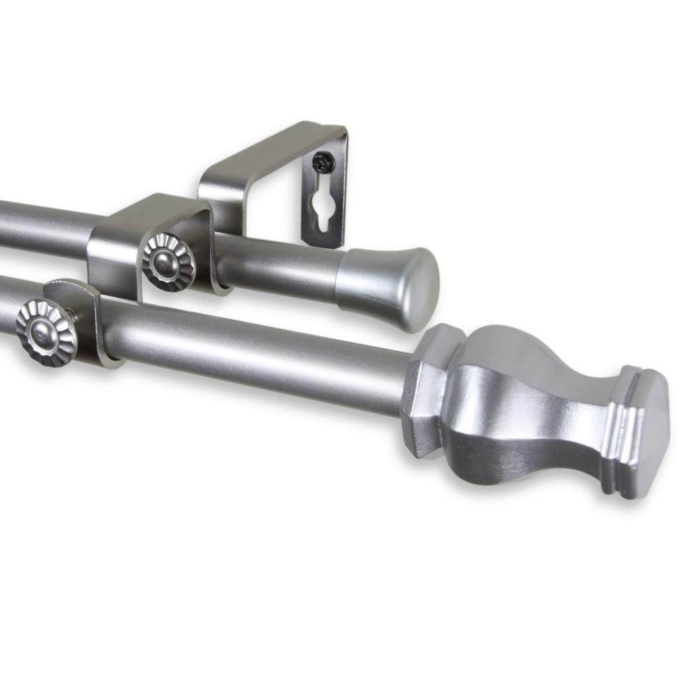 Hart & Harlow L5713-485D Marsiella 5/8-in 48-in to 84-in Satin nickel Steel Double curtain rod with Finials