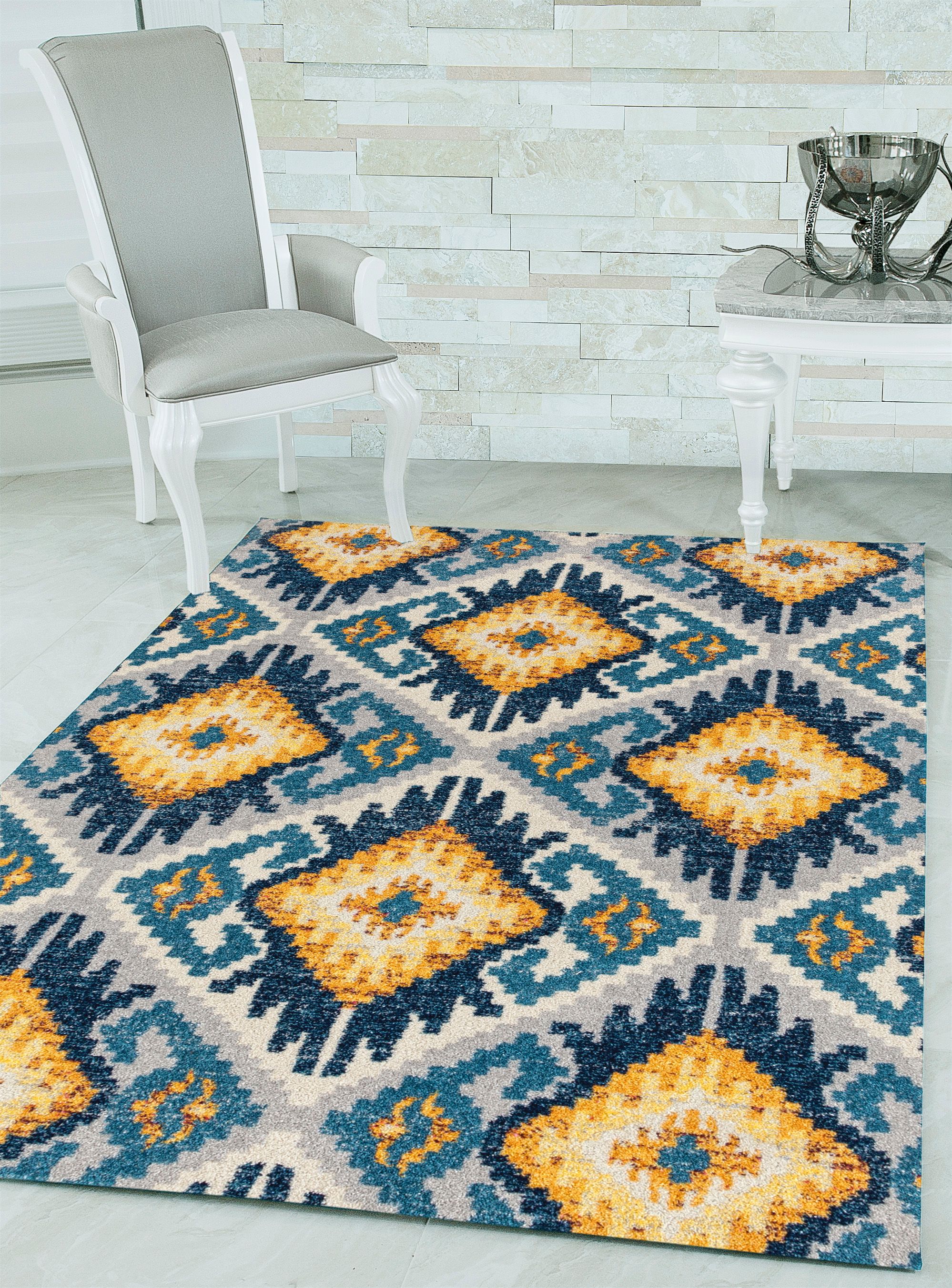 United Weavers Of America 713 21468 28E Abigail 3 x 8 (ft) Cotton Midnight Blue Rectangular Indoor Geometric Area rug