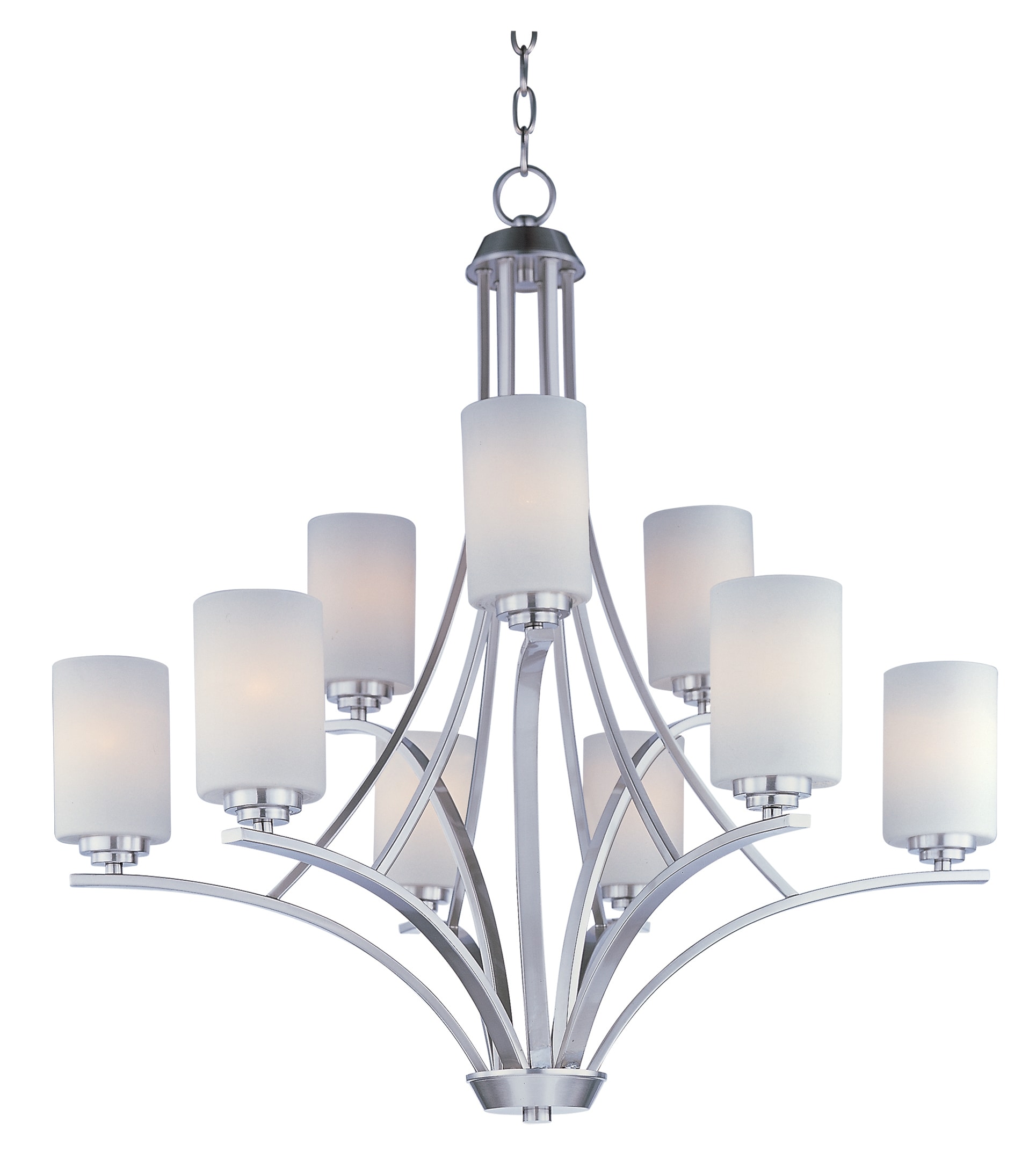Maxim Lighting 20036SWSN Deven 9 -Light Satin Nickel Modern/contemporary For Use in Bedrooms, Dining Rooms, Foyers, Kitchens, Living Rooms Chandelier