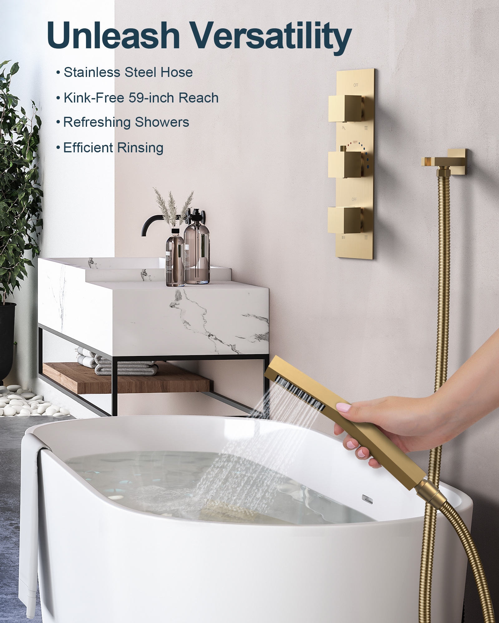 GRANDJOY SFS-1070-GD12 Showerhead-Bar-Panels - View #6