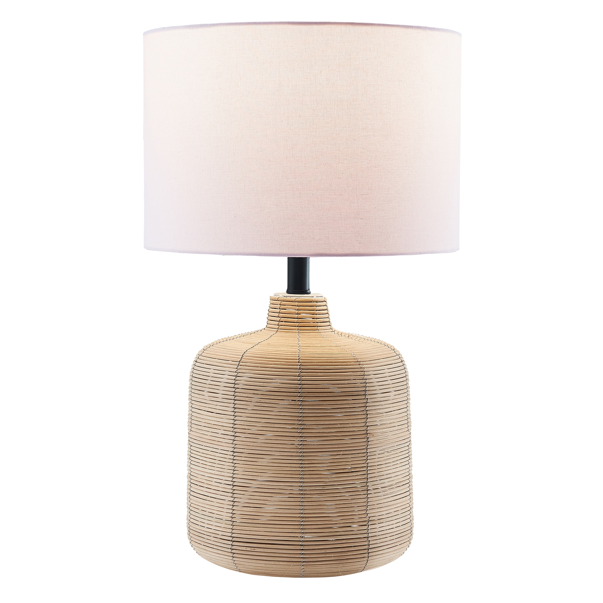 Joline 20" Off-White Rattan Table Lamp with Drum Shade