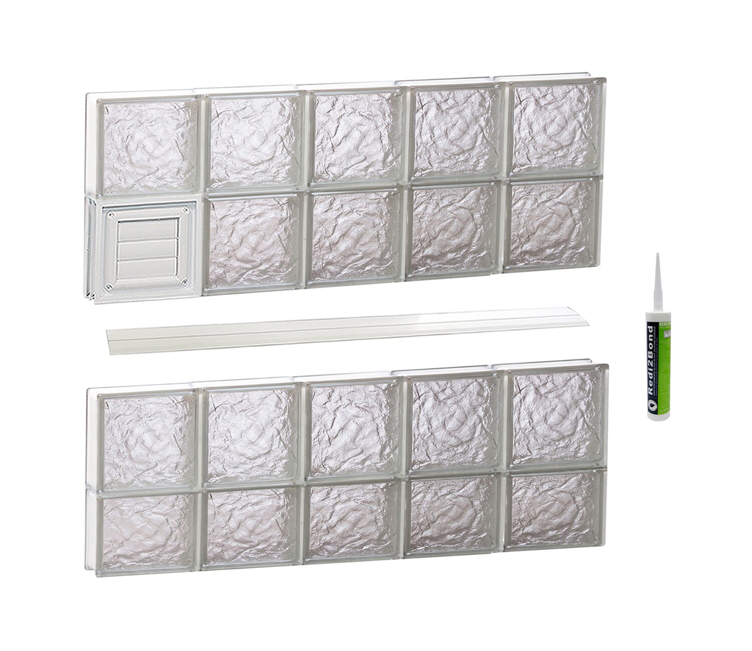 REDI2SET D4030IS Ice Glass 38-3/4-in x 29-in Frameless Replacement Dryer vent Glass Block Window