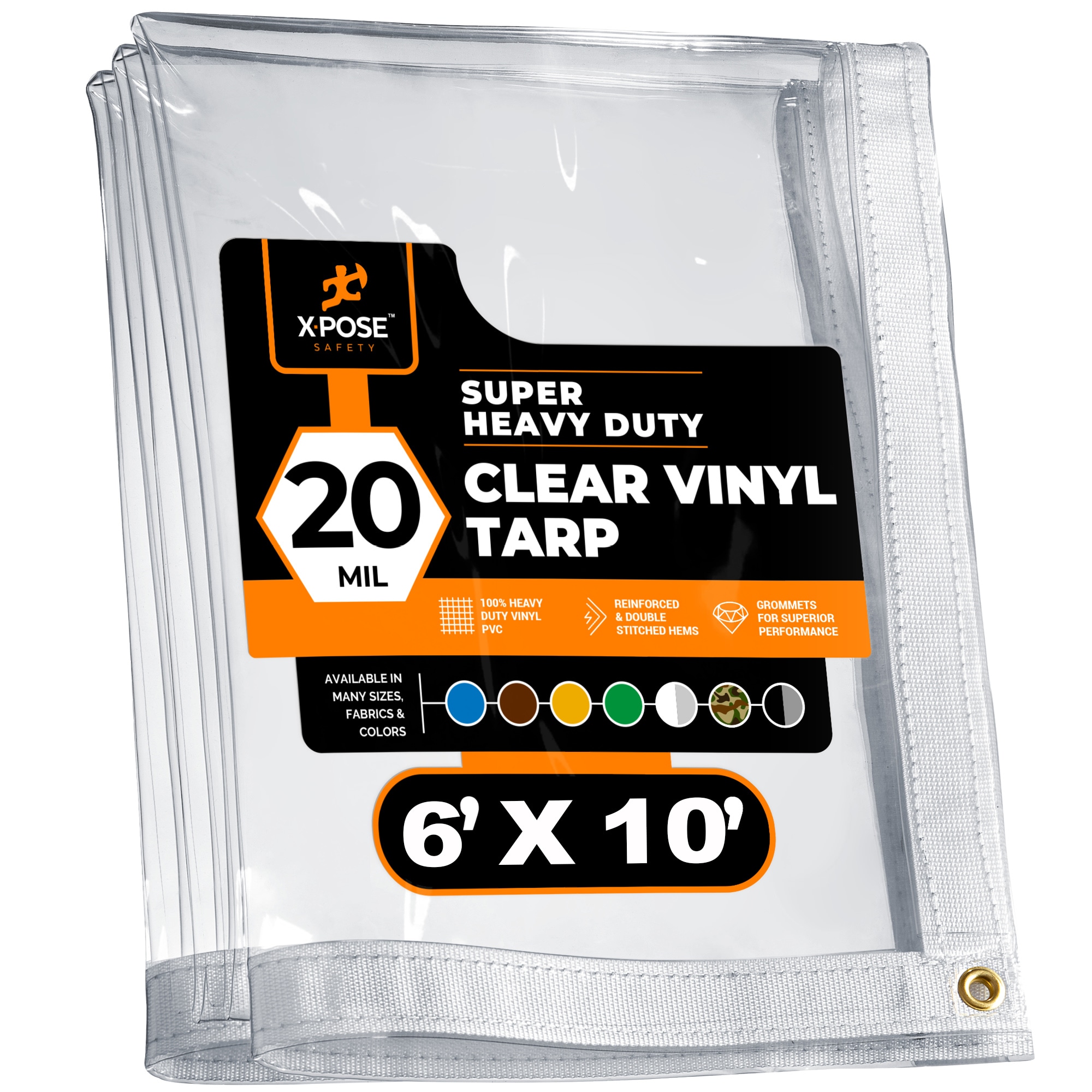 XPOSE SAFETY CVT20-610-X-S 6-ft x 10-ft White Waterproof Commercial Vinyl 20-mil Tarp