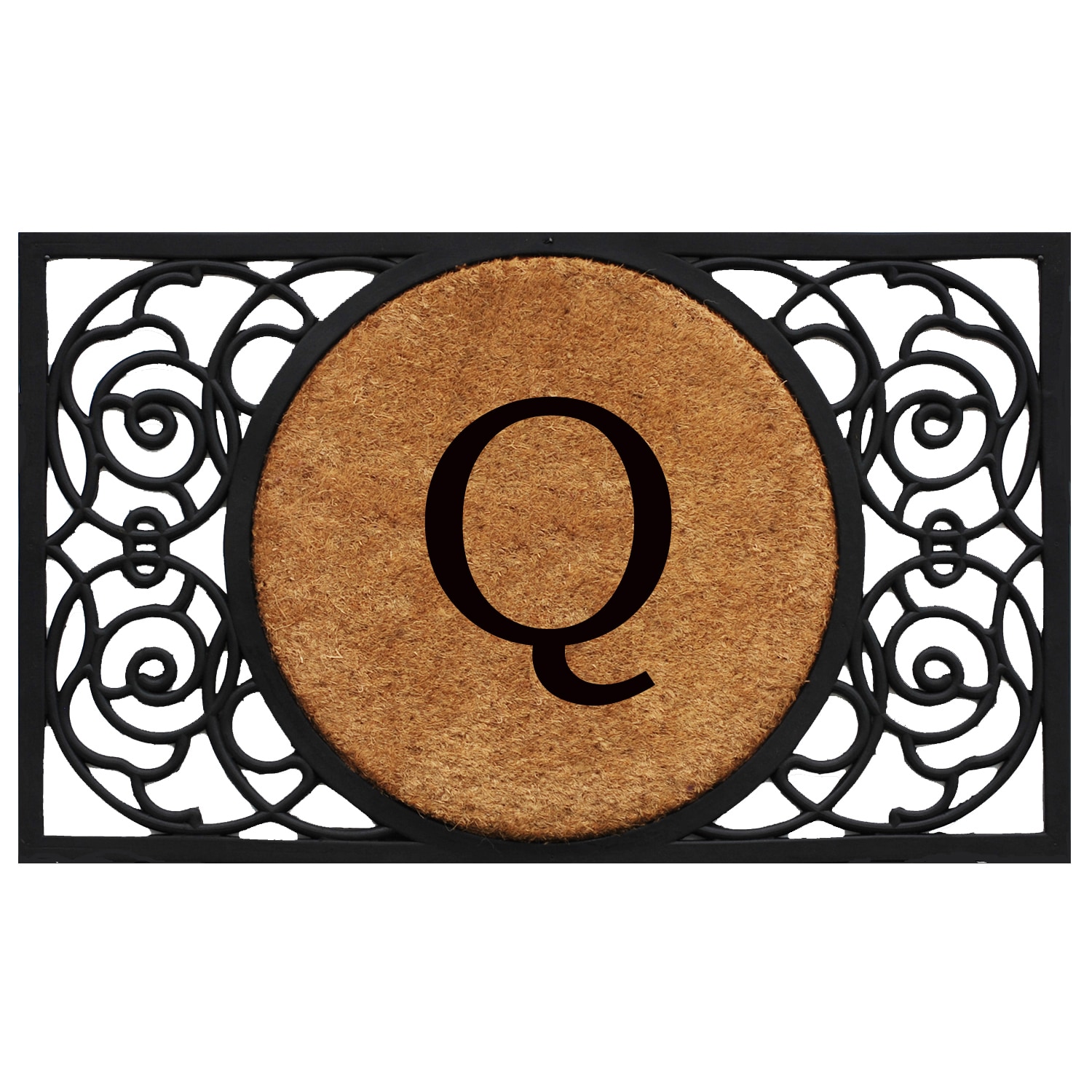 Callowaymills 180031830Q 18-in x 30-in Natural/Black Coir/Rubber Non-Slip Grip Indoor or outdoor Decorative Door Mat