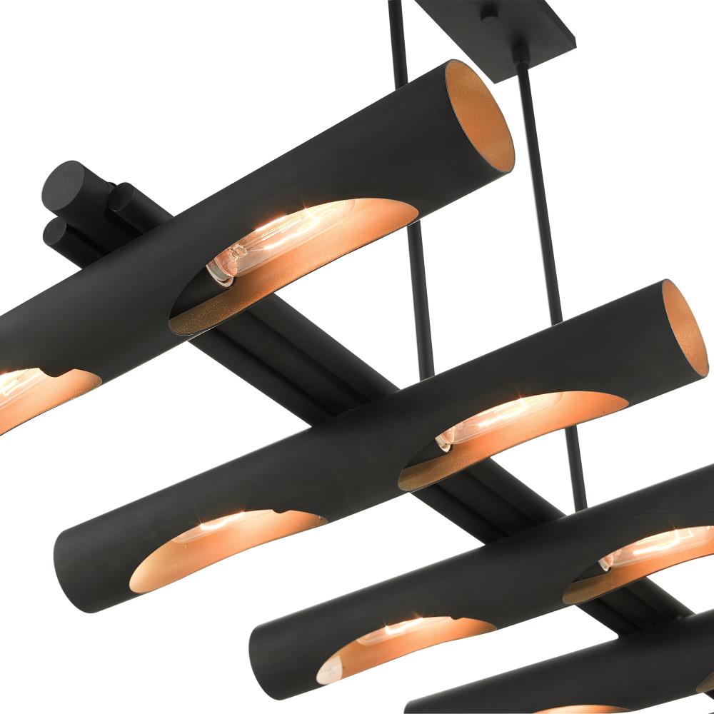 Novato Black and Gold 10-Light Linear Chandelier
