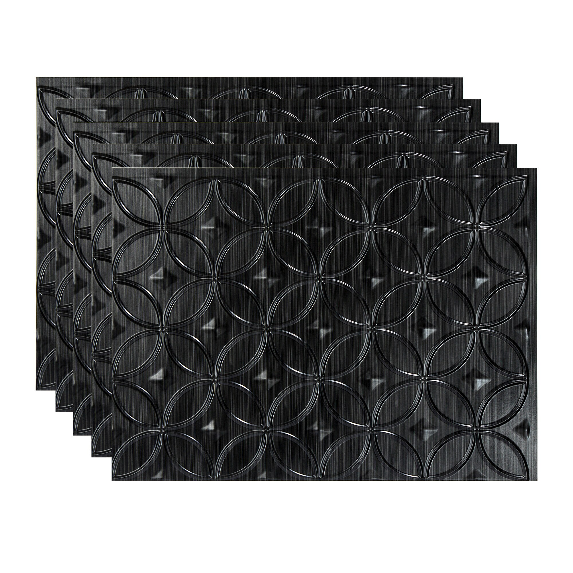 Fasade PB6142 Brushed Onyx 18-in x 24-in Multi-finish PVC Tin Look Wall Tile (15-sq. ft/ Carton)