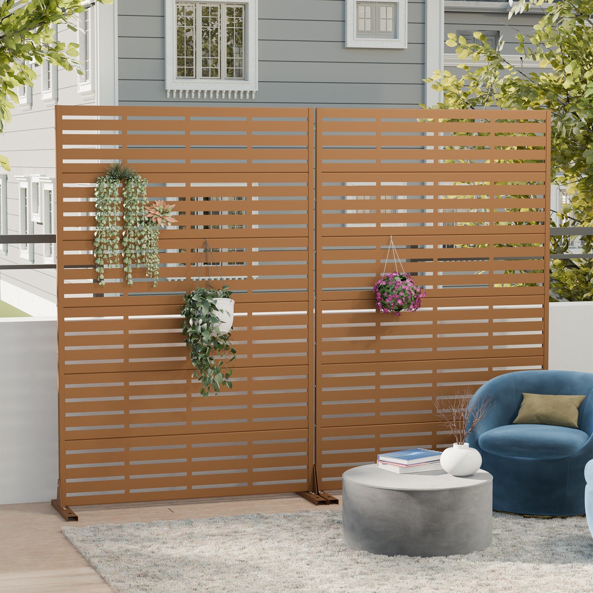 PexFix 72-in H x 47-in W Freestanding Outdoor Metal Privacy Screen ...