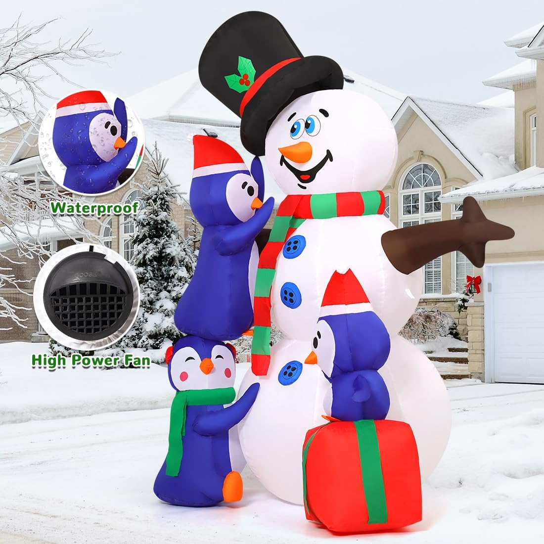 Goosh 5 6 Ft Lighted Snowman Christmas Inflatable Dj Sd 27215 At