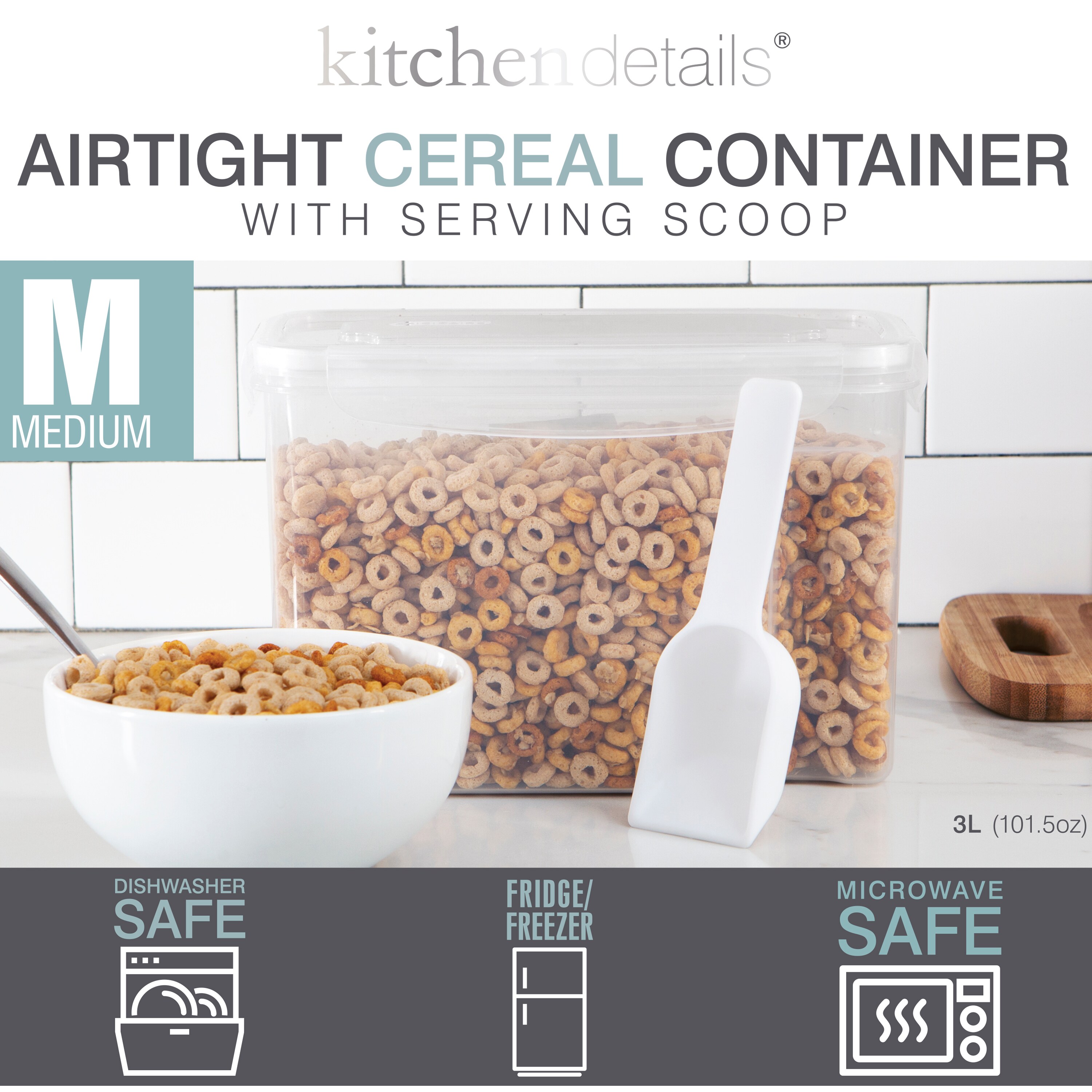 6 Pack Airtight Cereal & Dry Food Storage Container - BPA Free Plastic  Kitchen