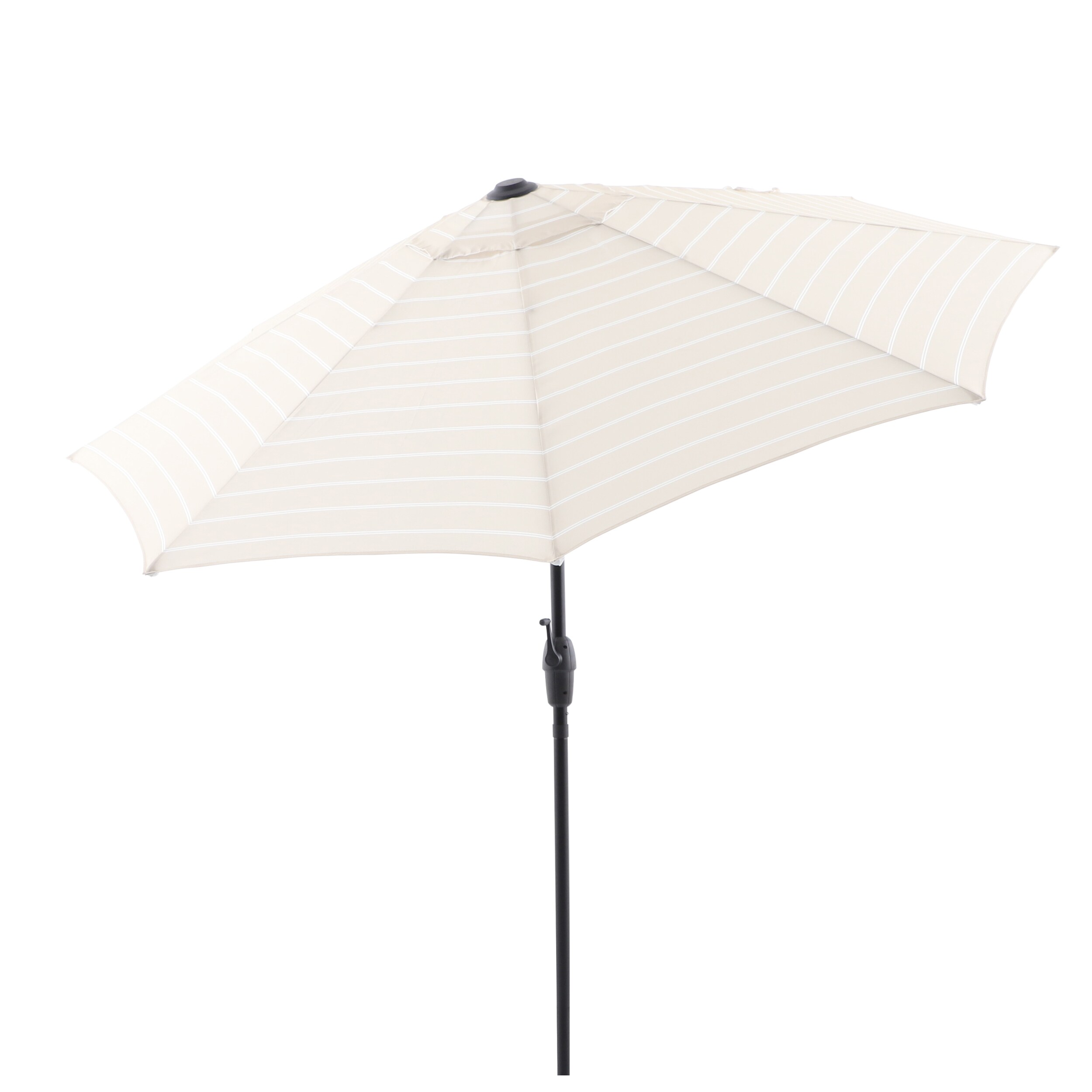 allen + roth 9-ft Aluminum Tan Striped Auto-tilt Market Patio Umbrella ...