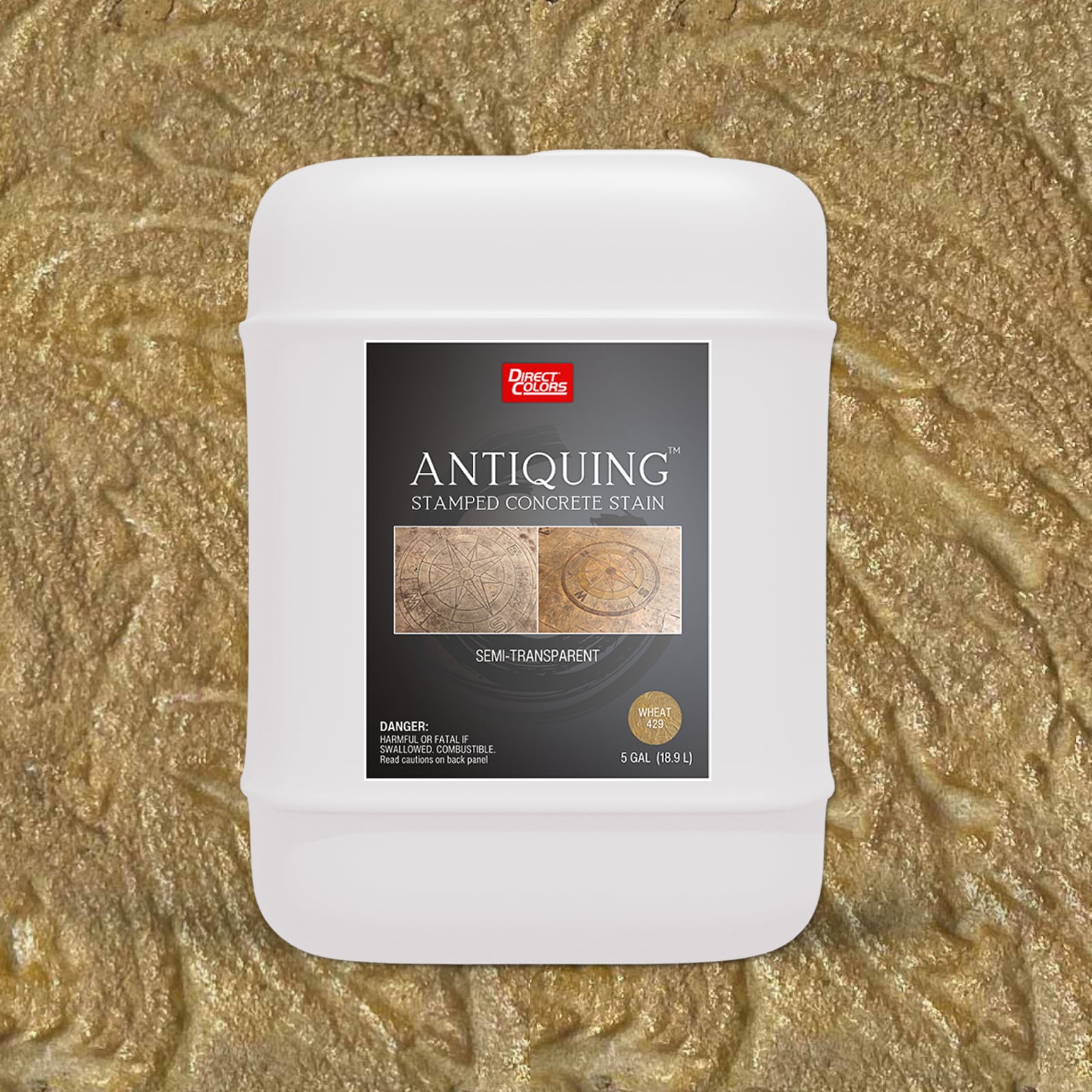 Direct Colors DC-ANS-429-5GAL Antiquing Stamped Concrete Stain Wheat Solvent-based Ready-to-use Concrete stain ( 5-gallon )
