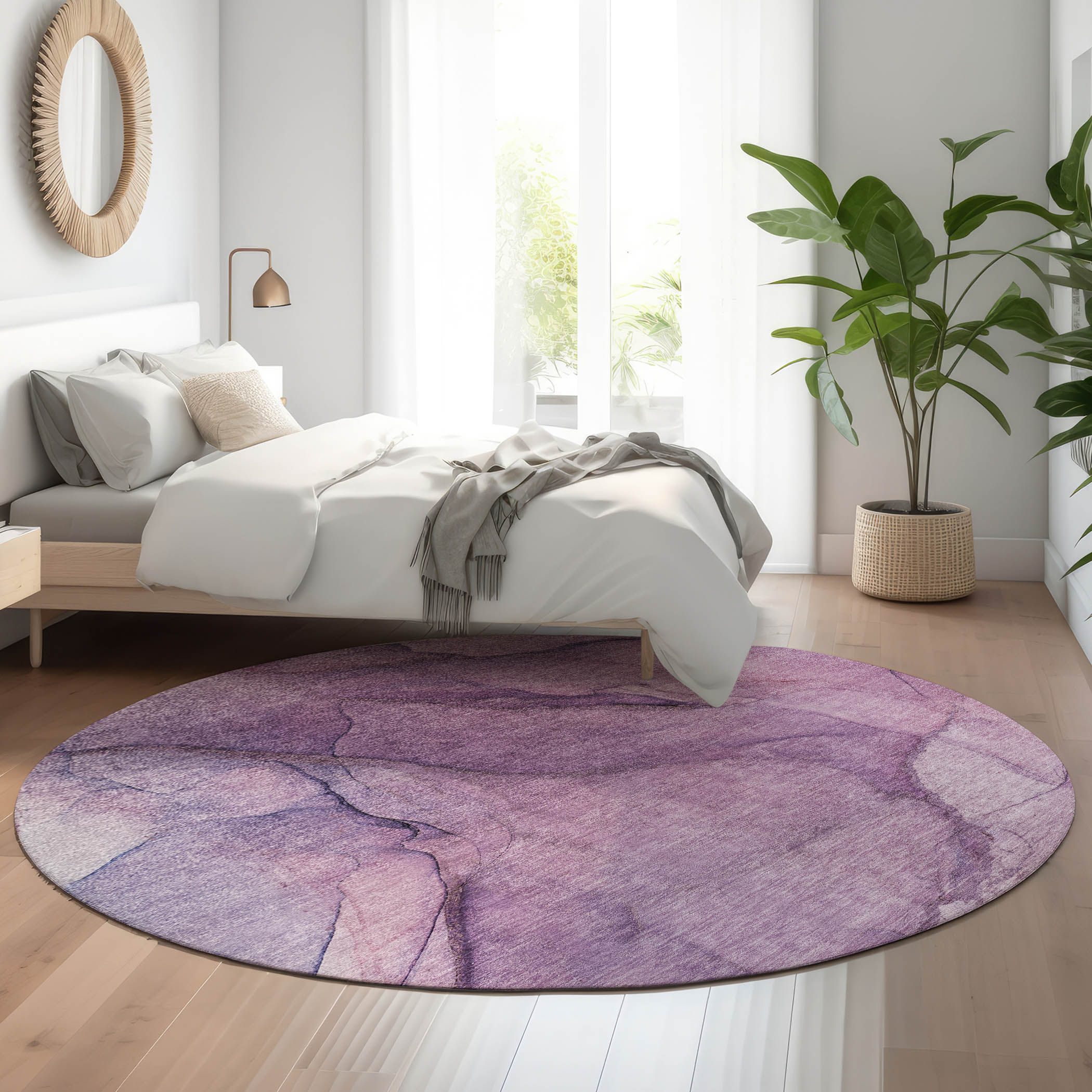 Addison Rugs AMF607PP8RO Mayfield AMF607PP 8 x 8 (ft) Loomed Polyester Purple Round Indoor Geometric Machine washable Area rug