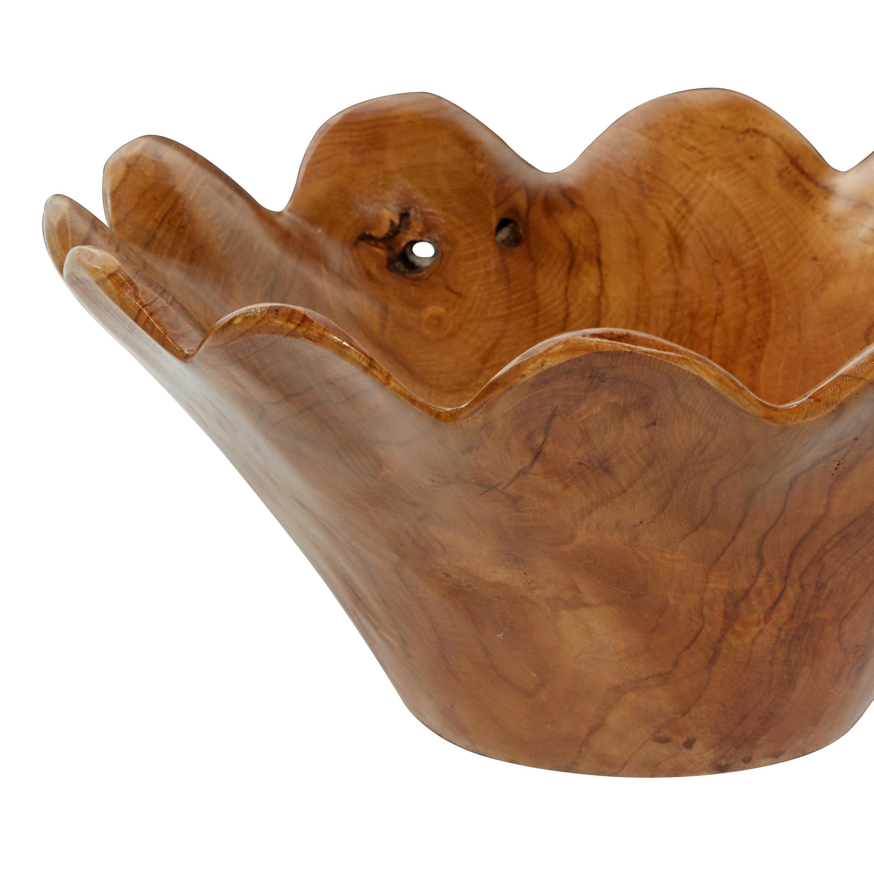 Handcrafted Teak Wood Floral Decorative Bowl Set