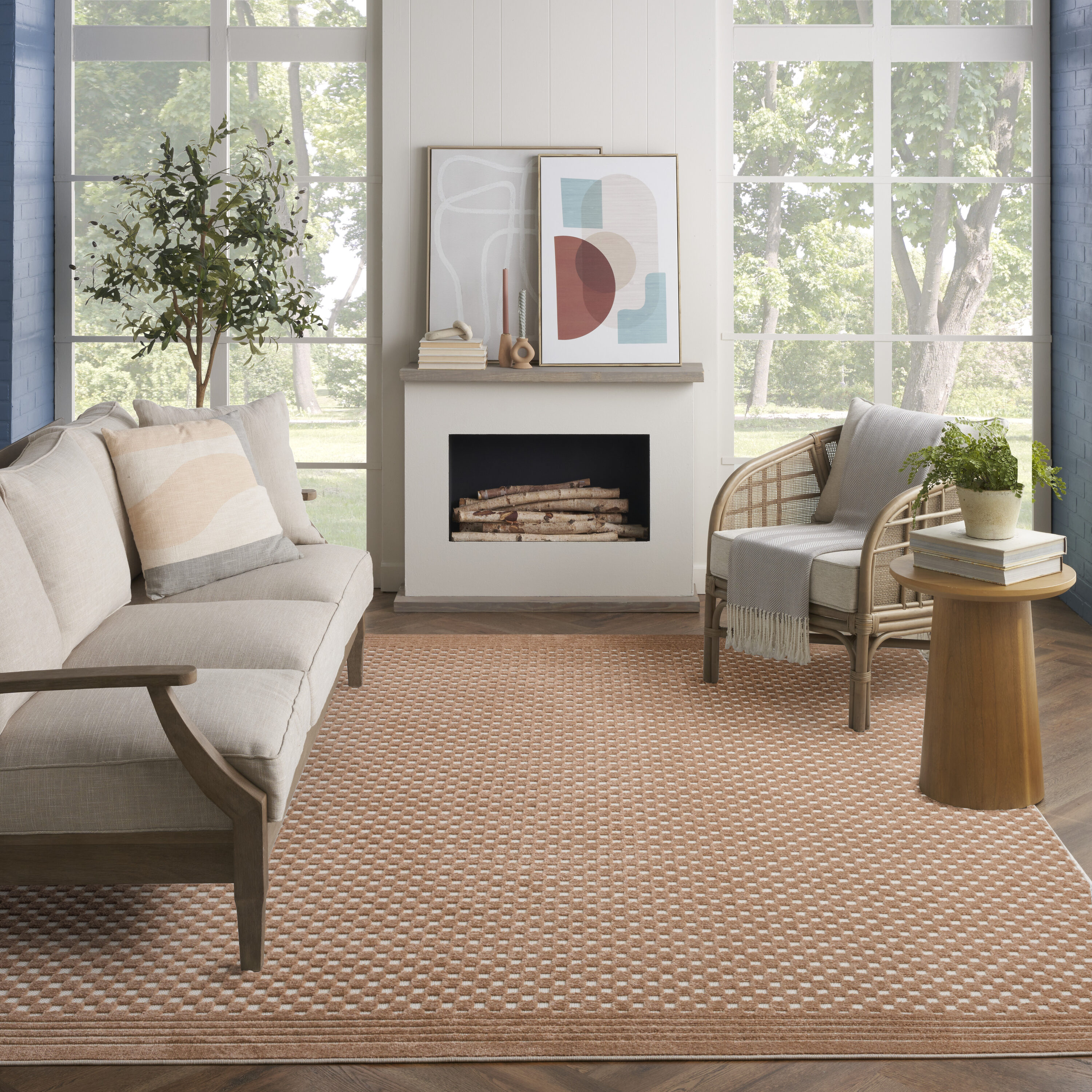 Nourison Home 099446983398 Casual 8 x 10 (ft) Polypropylene Copper Rectangular Indoor Geometric Area rug