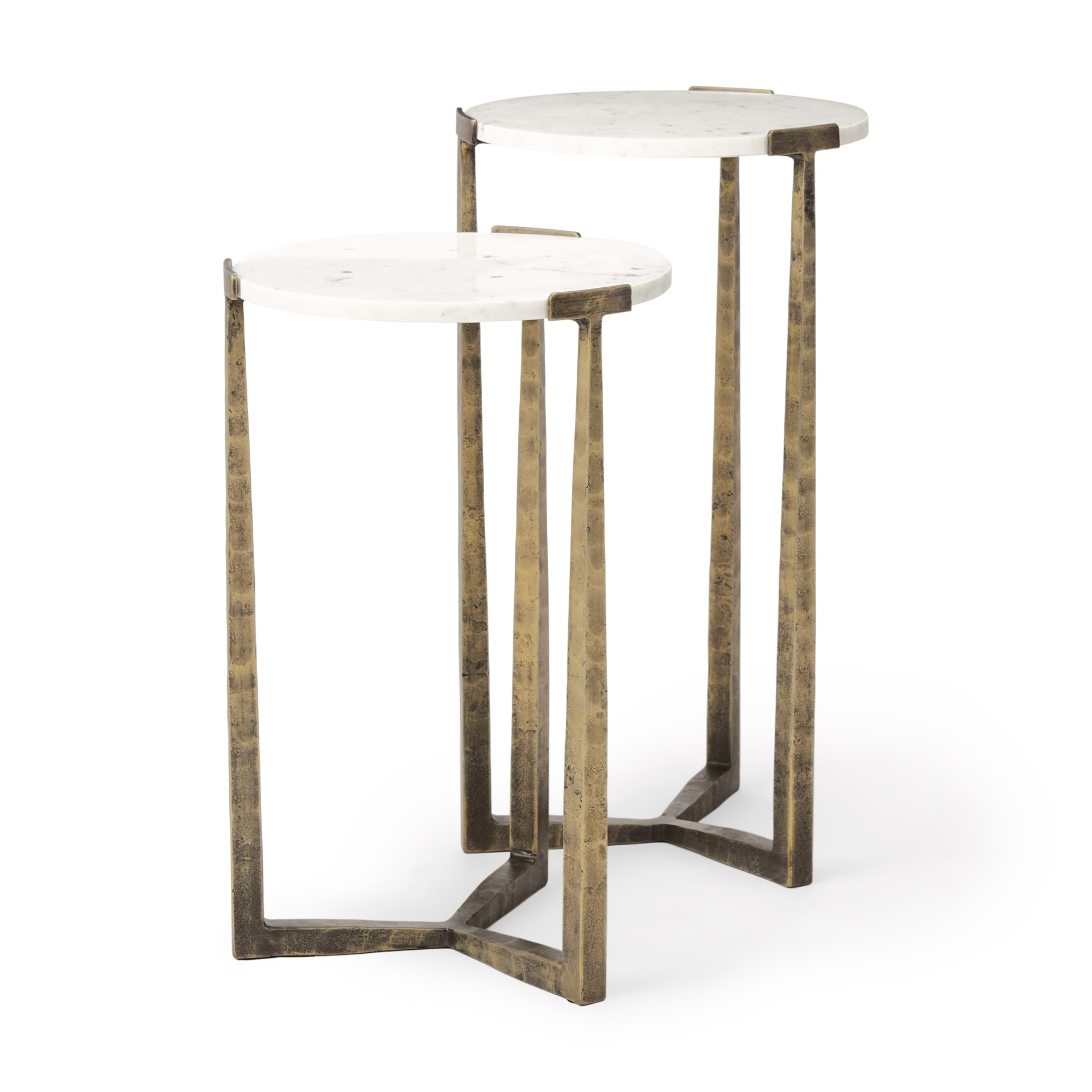Mercana 69730 13.25-in W x 24-in H Gold Granite/Marble Round Farmhouse End Table Assembly Required
