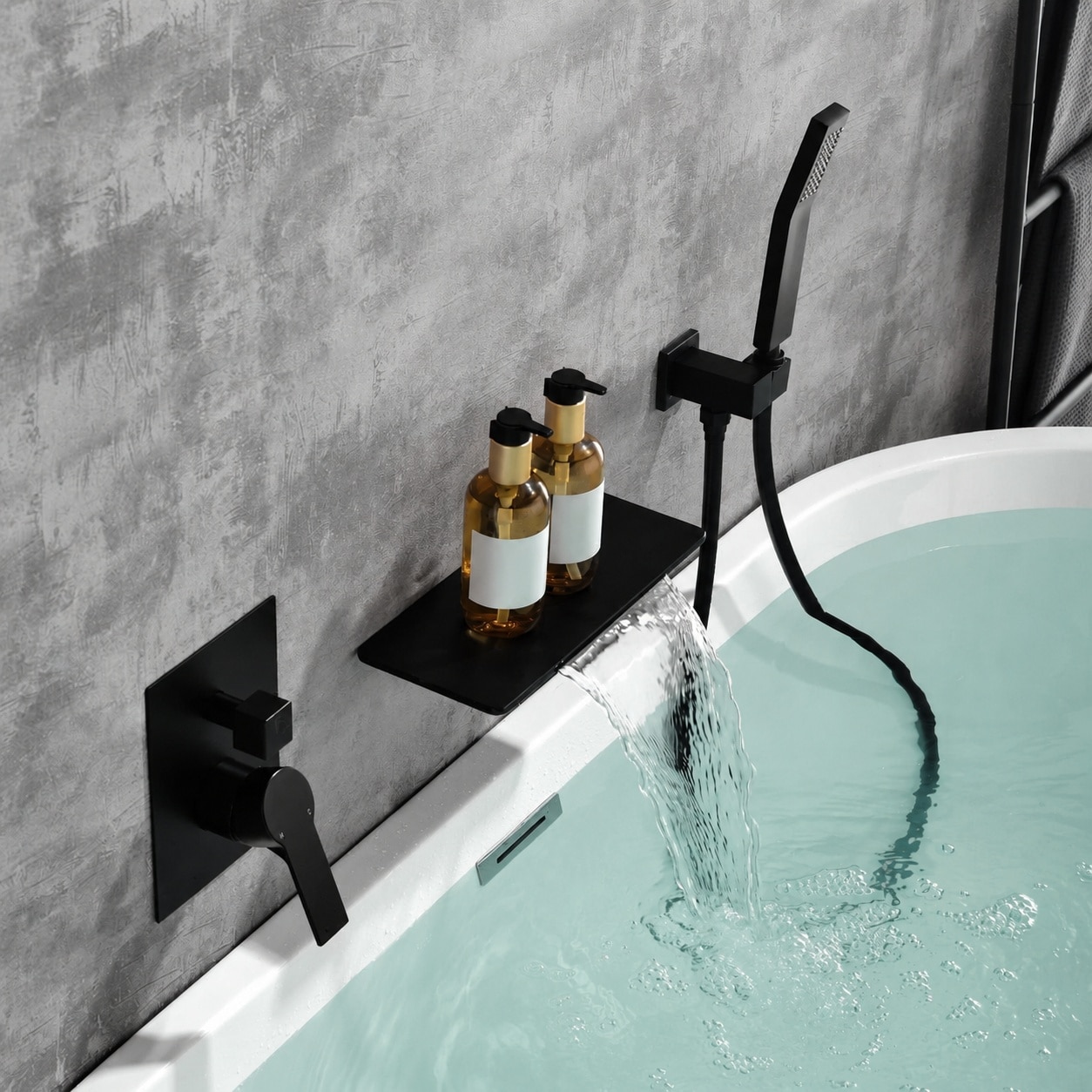 LILILIAN FMY Waterfall Bathtub Faucet with Sprayer Wall Mount Tub ...