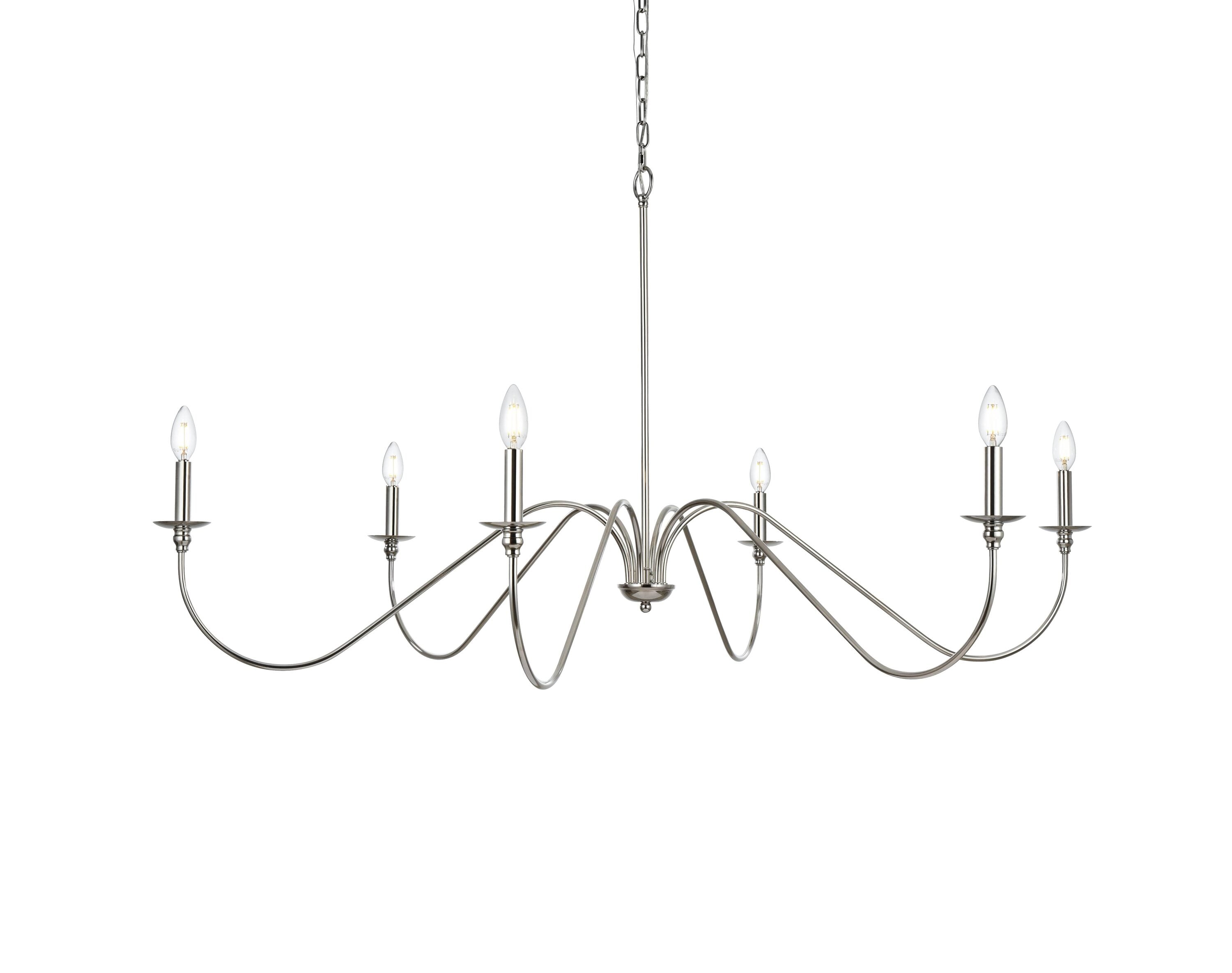 Polished Nickel 60" 6-Light Candle Chandelier