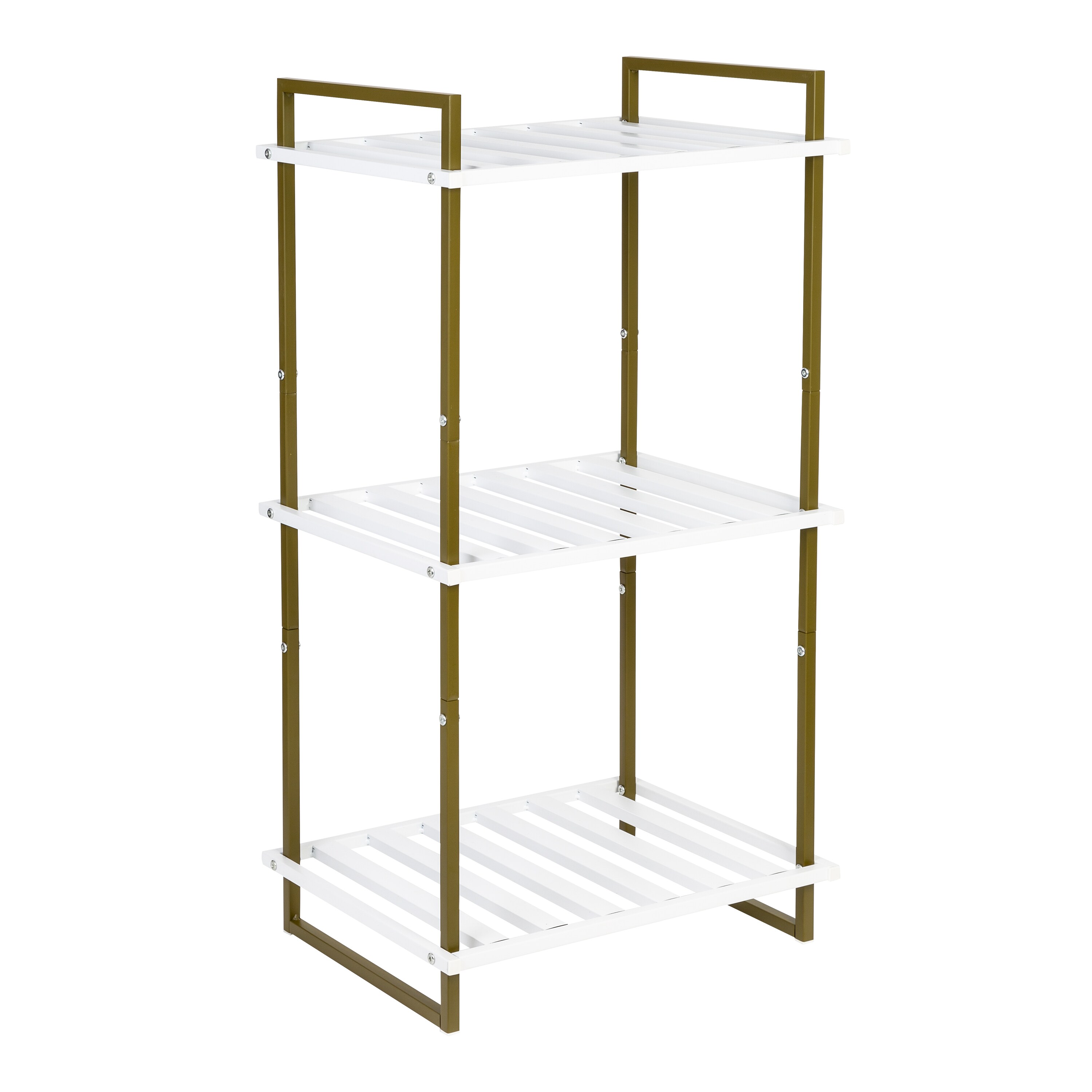 Honey-Can-Do 2-Tier Tubular Metal Shoe Rack - Olive and White