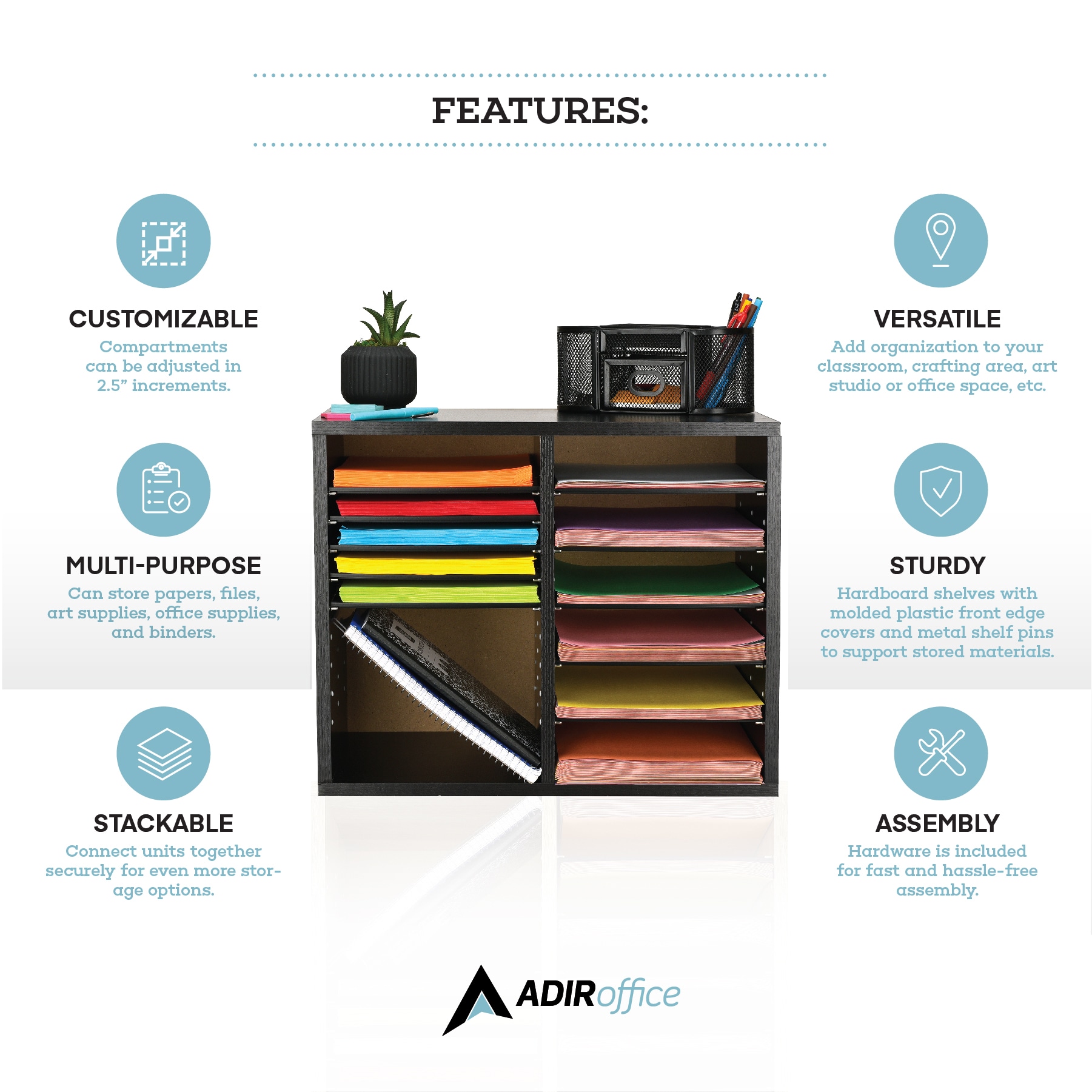 AdirOffice 500-12-BLK-KIT1 Office-Accessories - View #7