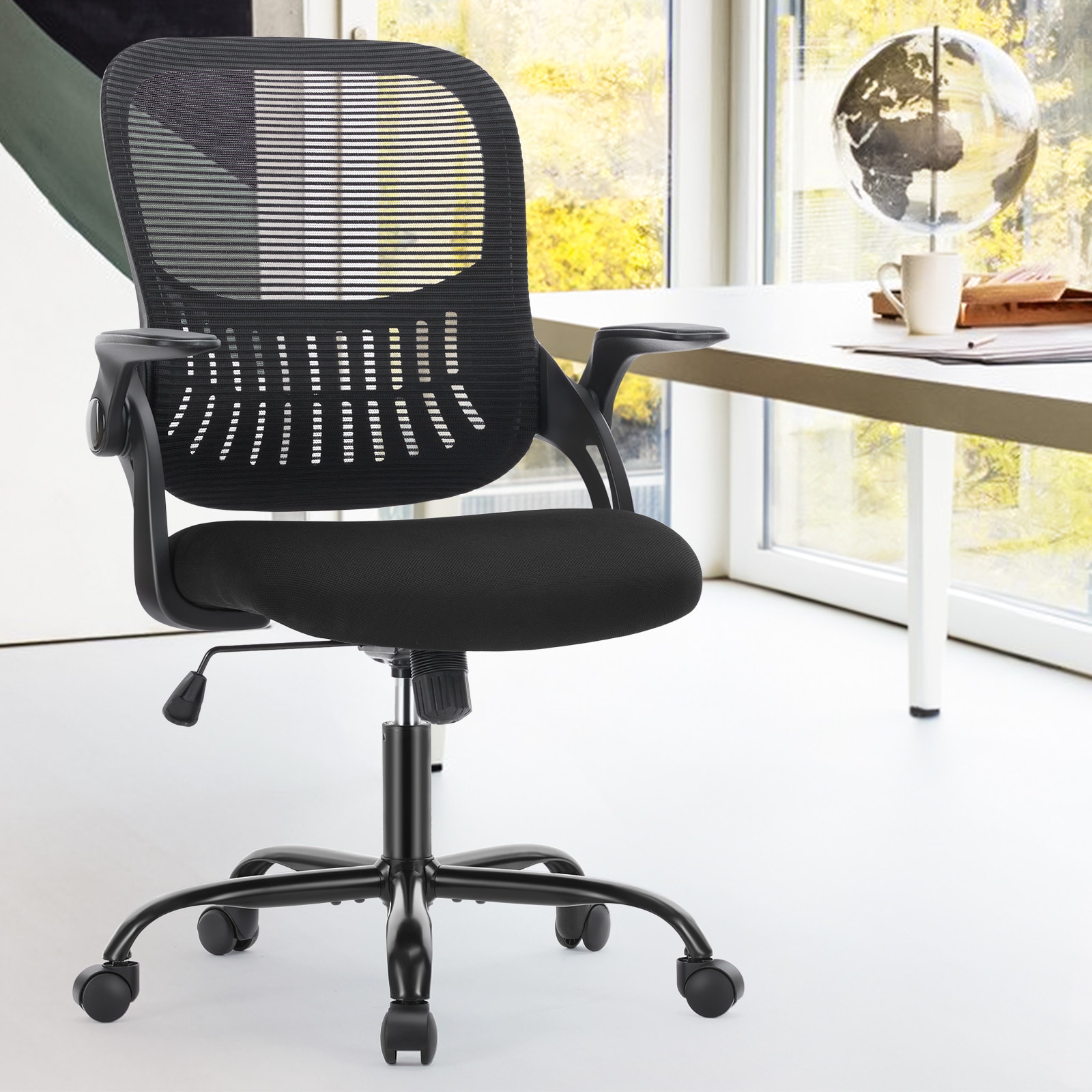 Maocao Hoom JL1134204 Black Contemporary Ergonomic Adjustable Height Swivel Mesh Executive Chair