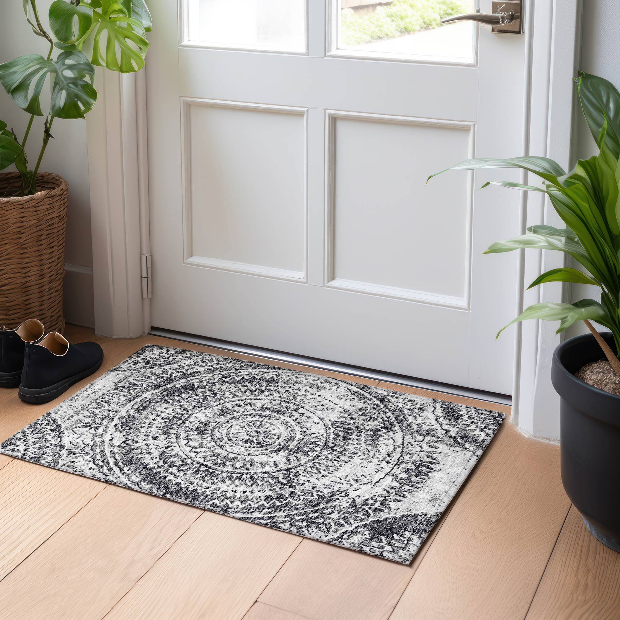 Addison Rugs AMF113GR20X30 Mayfield AMF113GR 2 x 3 (ft) Loomed Polyester Gray Rectangular Indoor Geometric Machine washable Area rug
