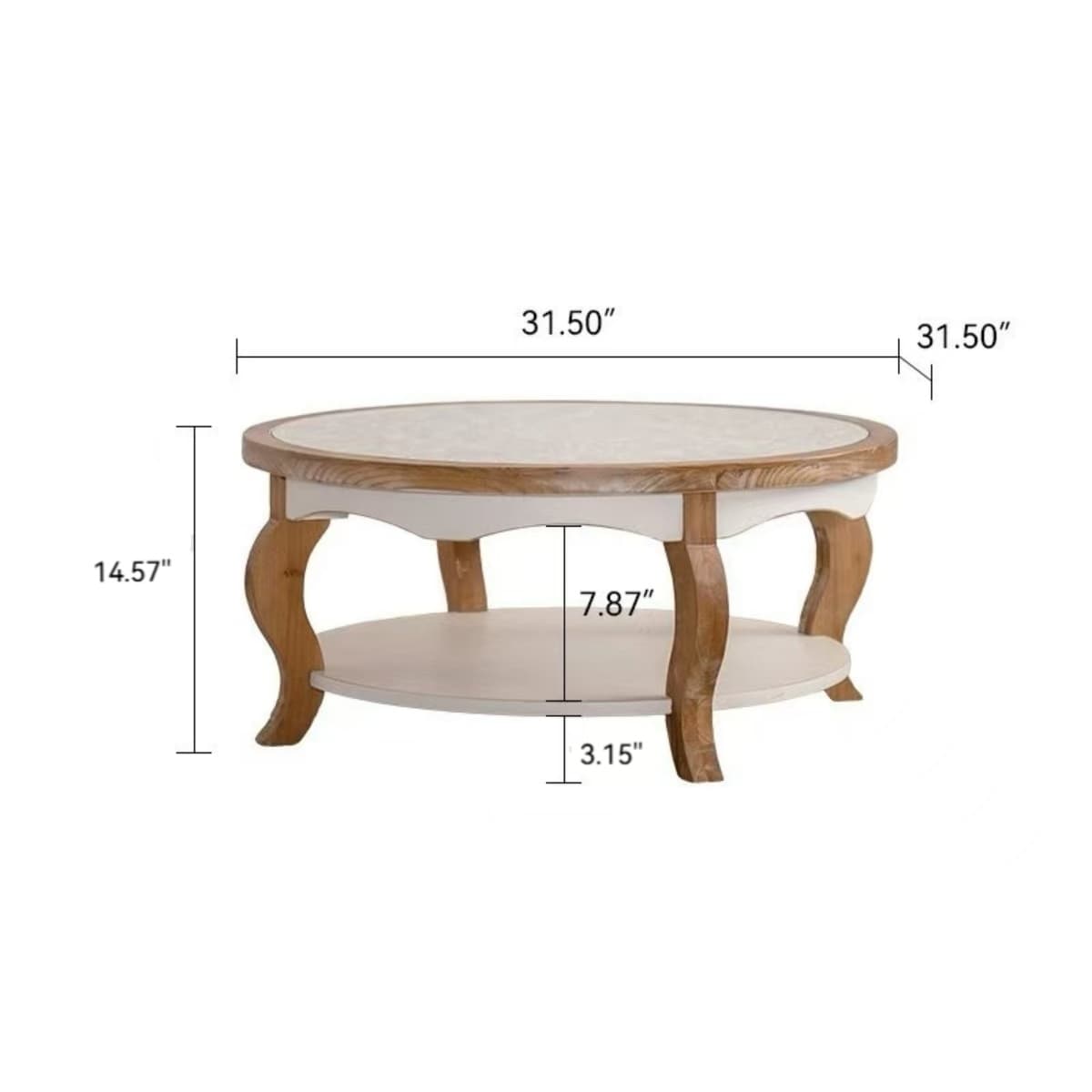 Maison Boucle White Farmhouse 31.5-in Round Coffee Table with Storage ...