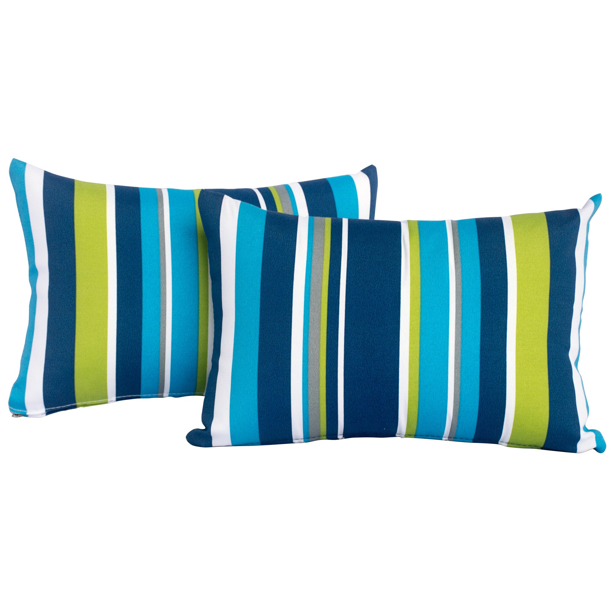 Pack of 2 Outdoor Decorative Throw Pillows 12 x 18 inch Stripe Aqua Lumbar  Pillows (12 x 18 Stripe, Aqua) 