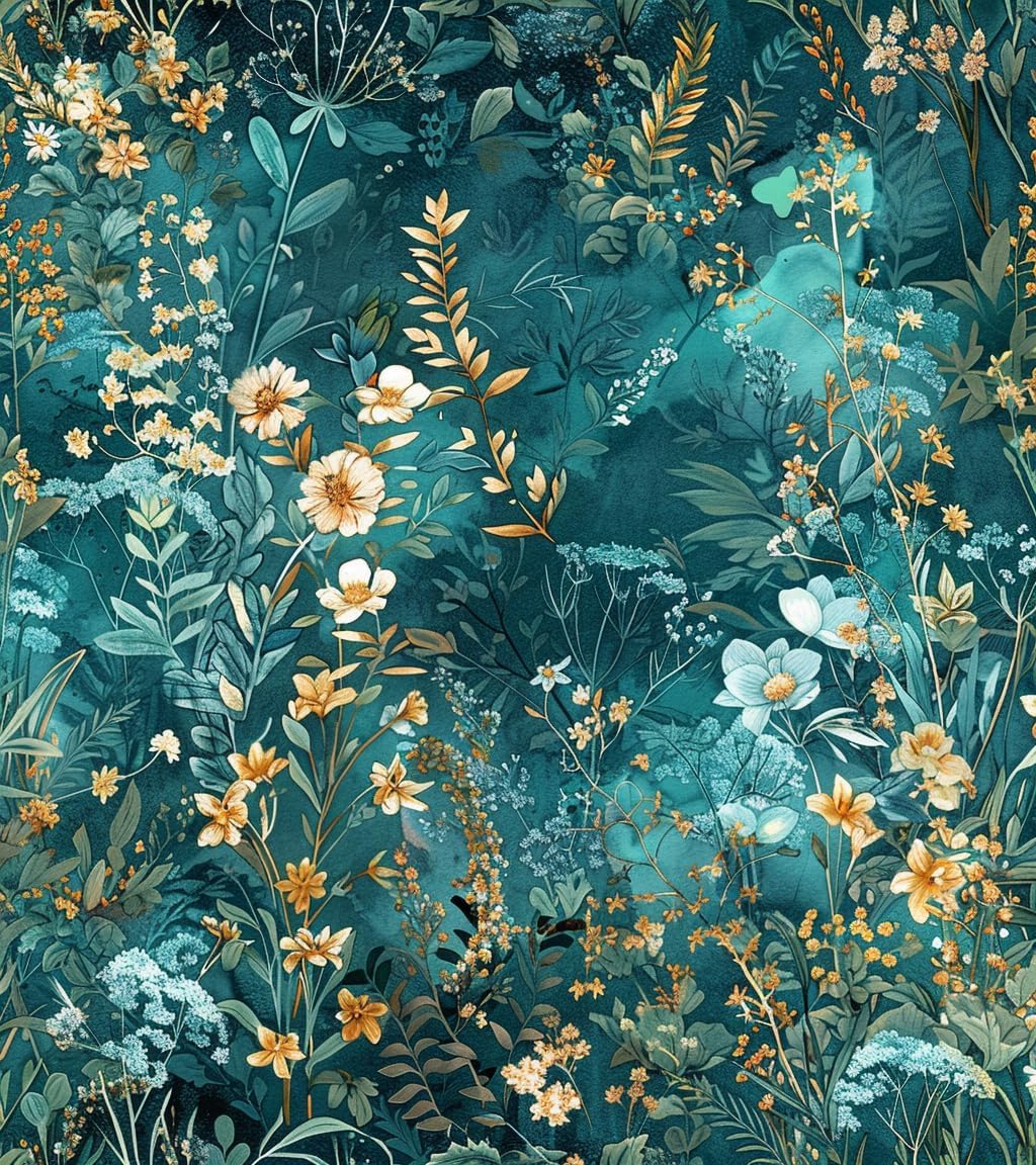 Luupatchy Green Floral Peel and Stick Wallpaper Botanical Self Adhesive Removable Vinyl Contact Paper for Bedroom Bathroom Cabinet Vintage Decor 17 Inch x 118 Inch