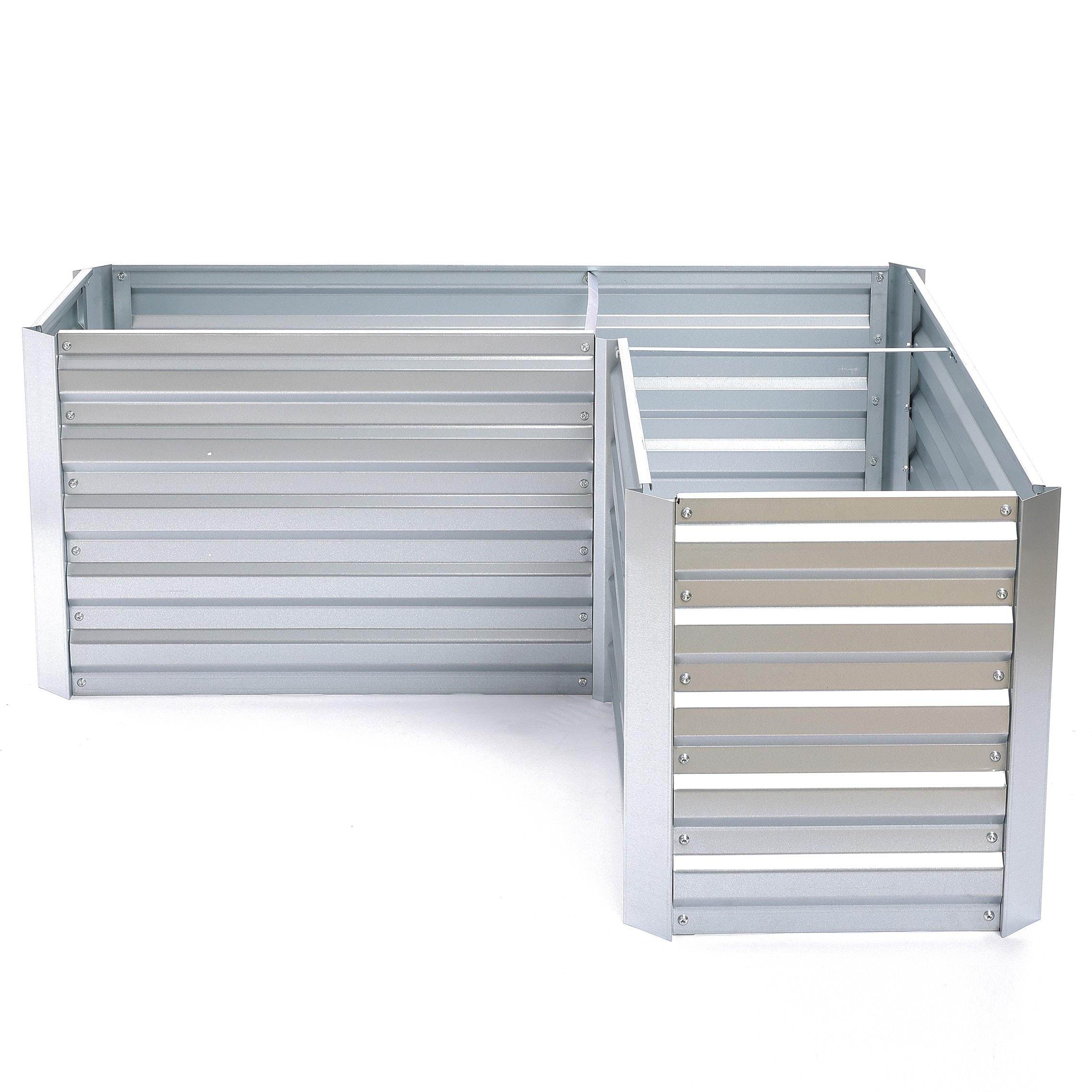 LuxenHome WHPL1667 47.75-in W x 17-in L x 19.75-in H Silver Galvanized Metal Raised Garden Bed
