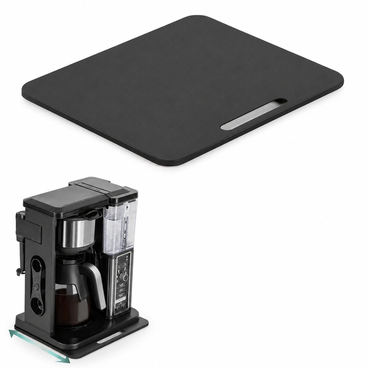 Vrbgify  Metal Appliance Slider Sliding Tray for Coffee Maker 360 Degree Effortless Movement Small Appliance Rolling Tray for Counter Wide Small