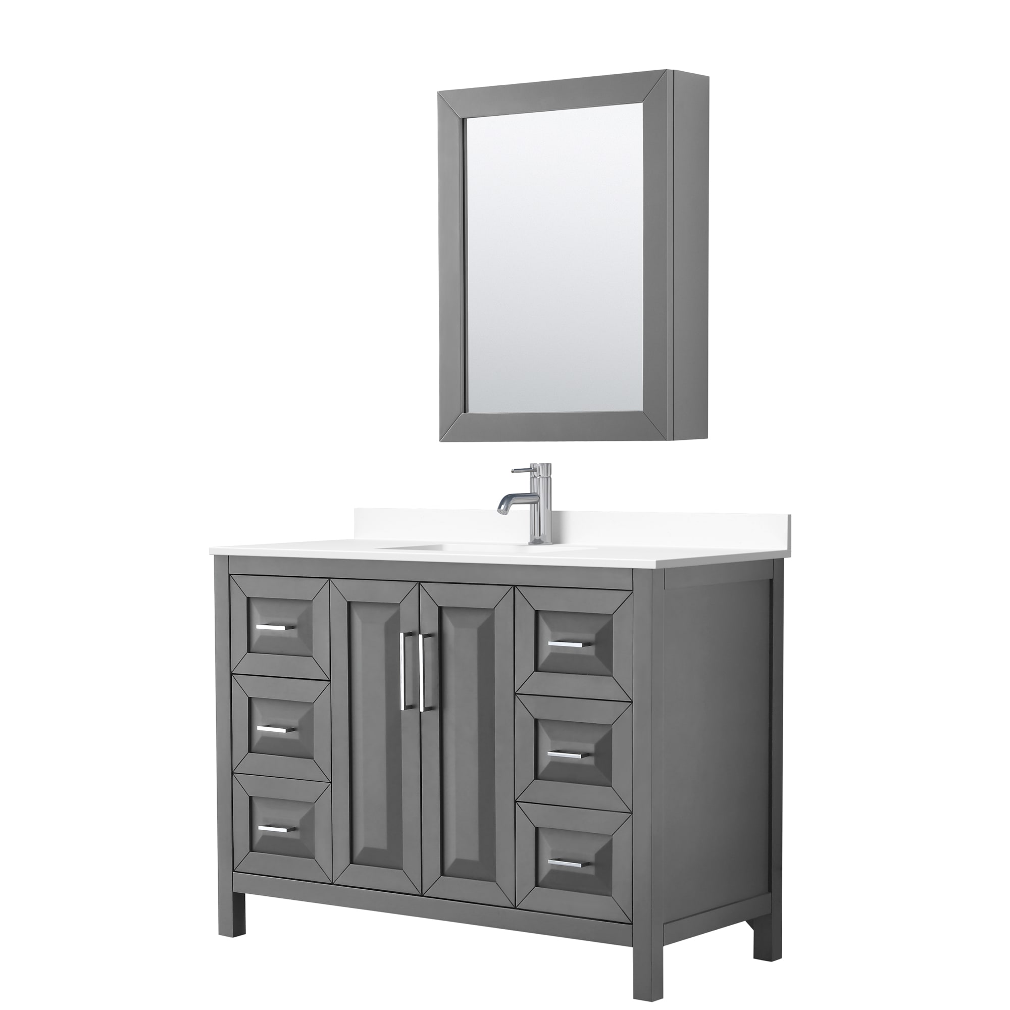 Wyndham Collection WCV252548SKGWCUNSMED Daria 48-in Dark Gray with Polished Chrome Trim Undermount Single Sink Bathroom Vanity with White Cultured Marble Cultured Marble Top