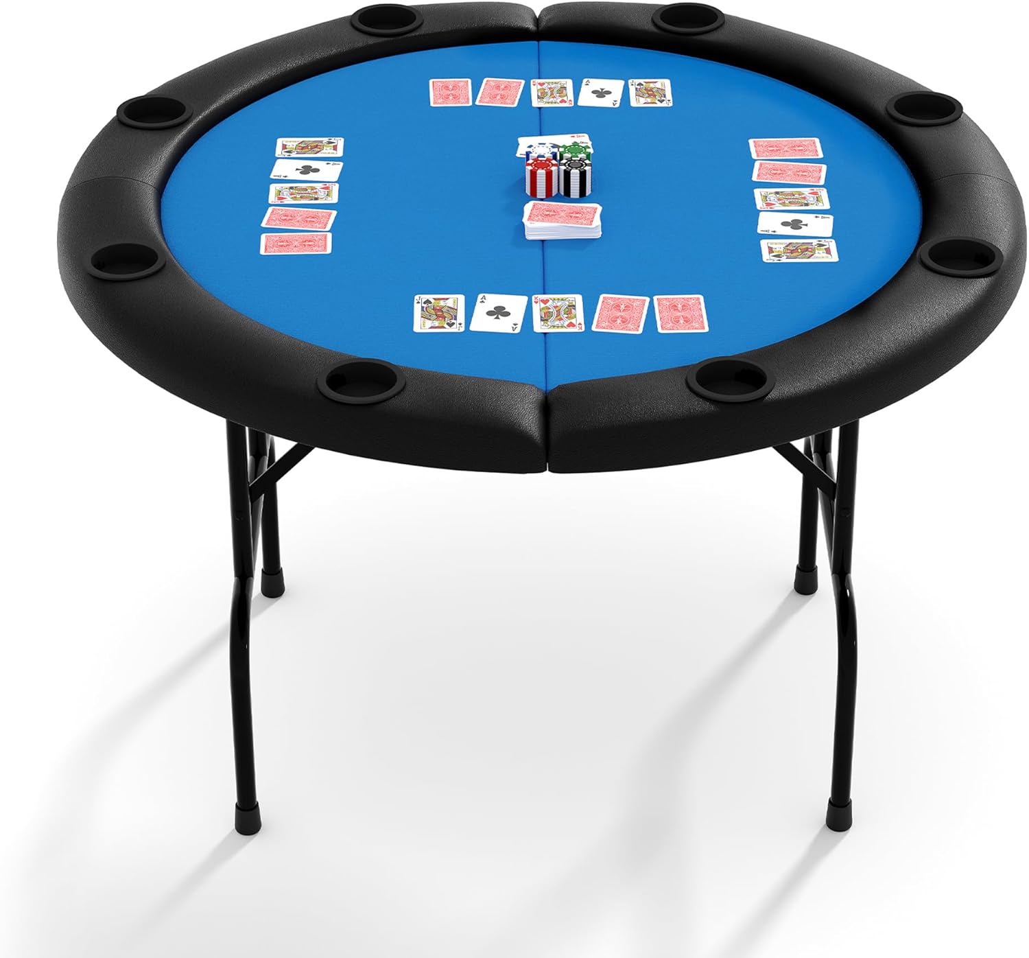 GAOMON 48-In Round Folding Poker Table with 8 Cup Holders - Casino Table for Texas Holdem and Blackjack Man Cave