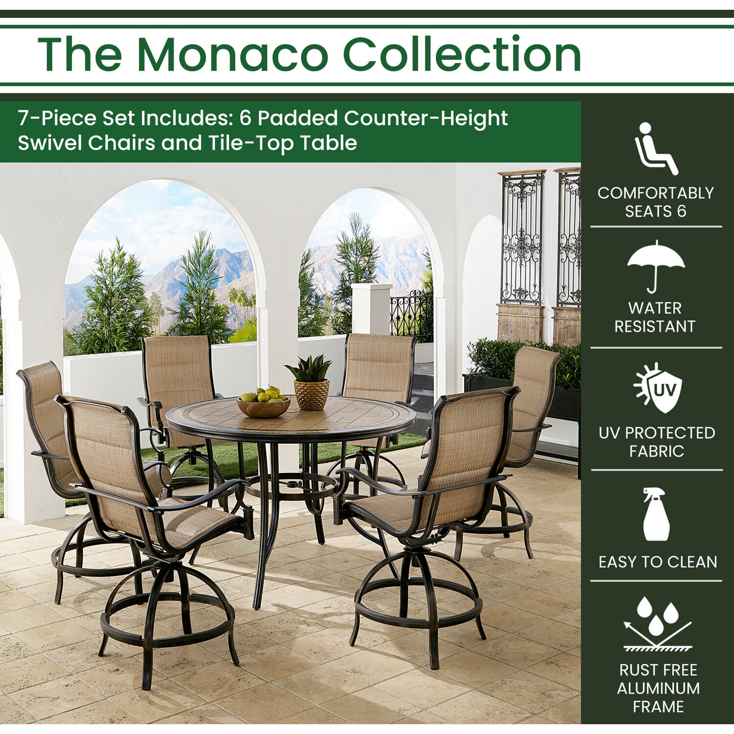 Hanover MONDN7PCPDBR-C-TAN Patio-Dining-Sets - View #2