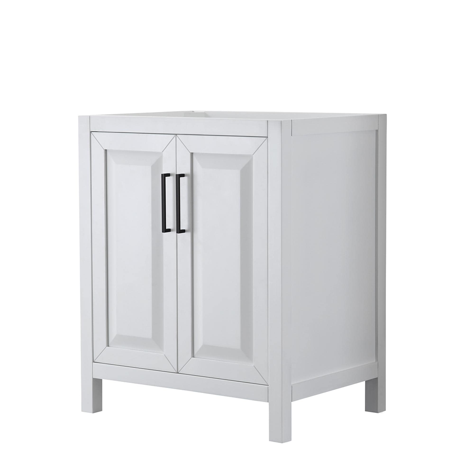 Wyndham Collection WCV252530SWBCXSXXMXX Daria 30-in White with Matte Black Trim Bathroom Vanity Base Cabinet without Top