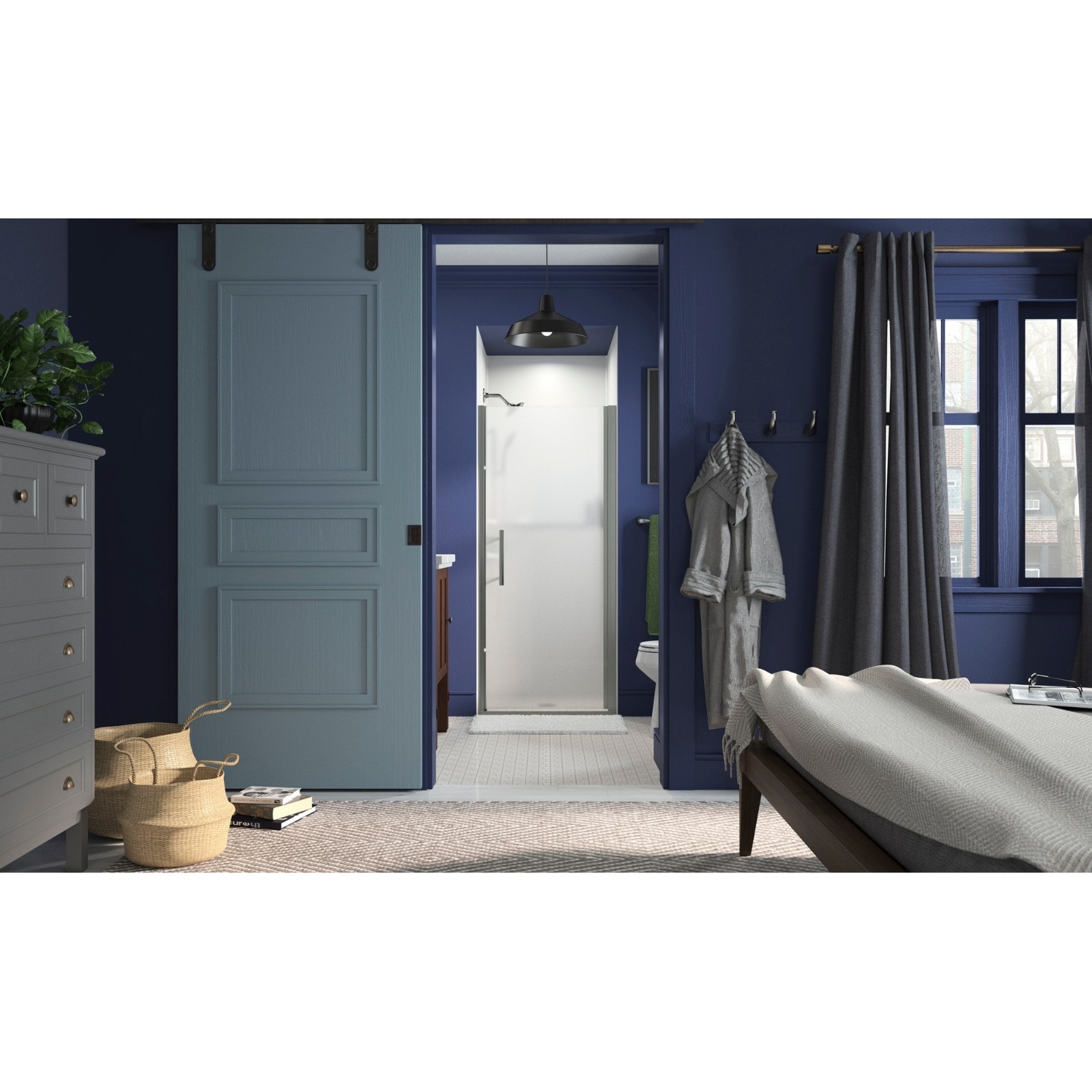 Finesse Peak Nickel 30-in W x 67-in H Semi-frameless Pivot Shower Door in Gray | - Sterling 5699-31N-G03