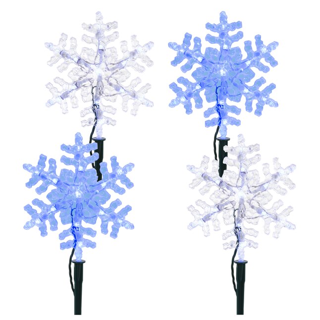 GE 4-Marker Color Changing Snowflake Pathway Markers Blue Cool White 52 LED