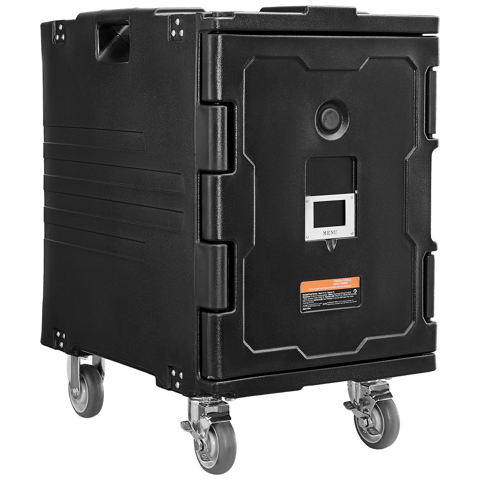 VEVOR SCSPBWXHSLLD06202V0 Insulated Food Pan Carrier 95 Qt Hot Box for Catering Food Box Carrier with Buckle Front Loading Food Warmer with Handles End Loader with Wheels for Restaurant Canteen