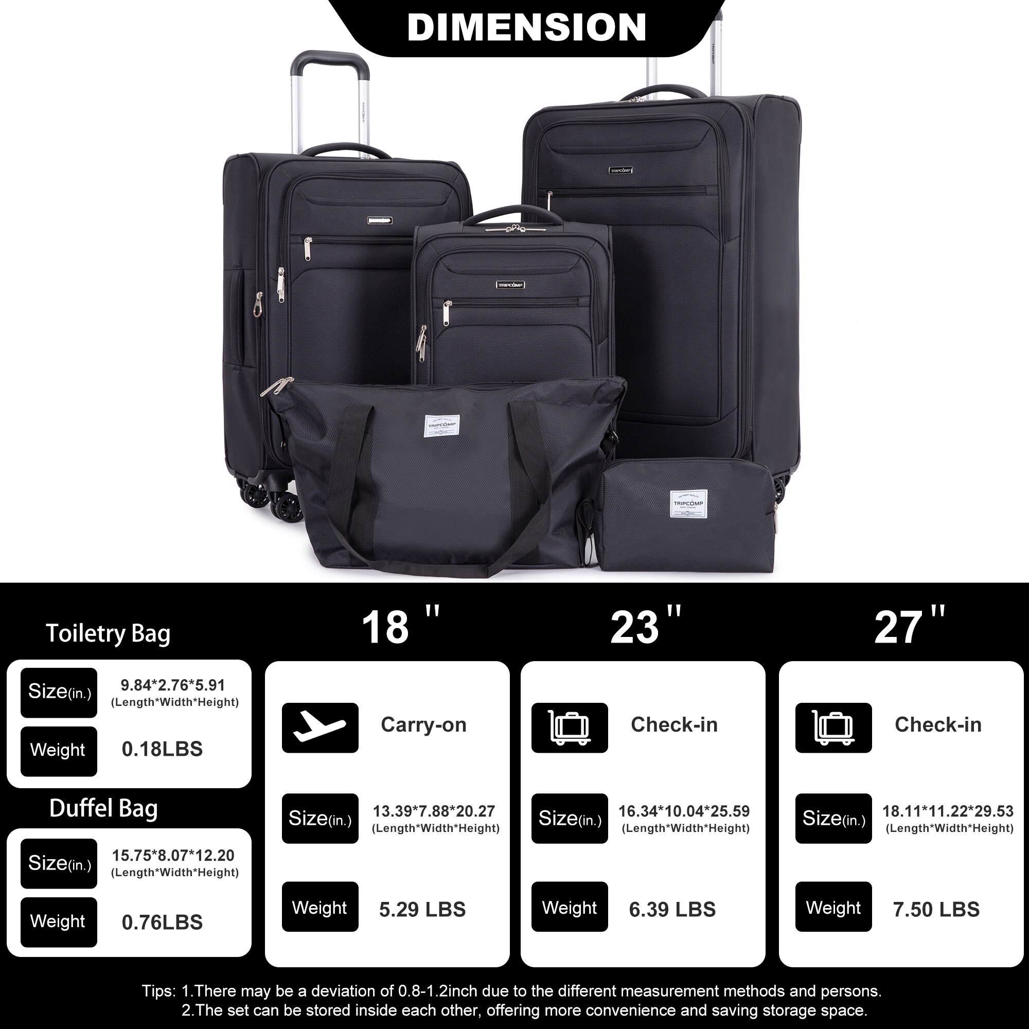 SINOFURN SYD9400015BK Luggage-And-Luggage-Sets - View #2