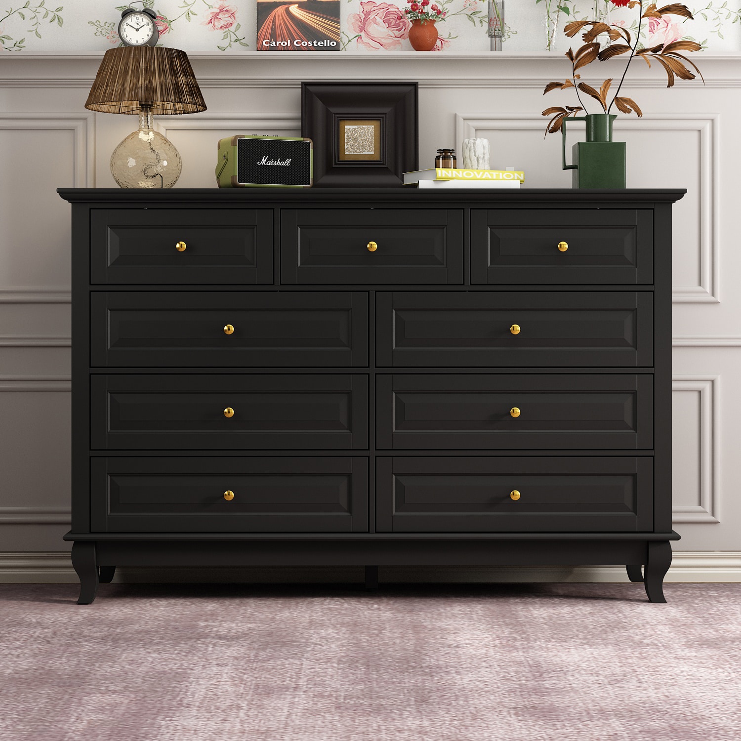 FUFU&GAGA KF330075-02 Contemporary/Modern Black Sideboard