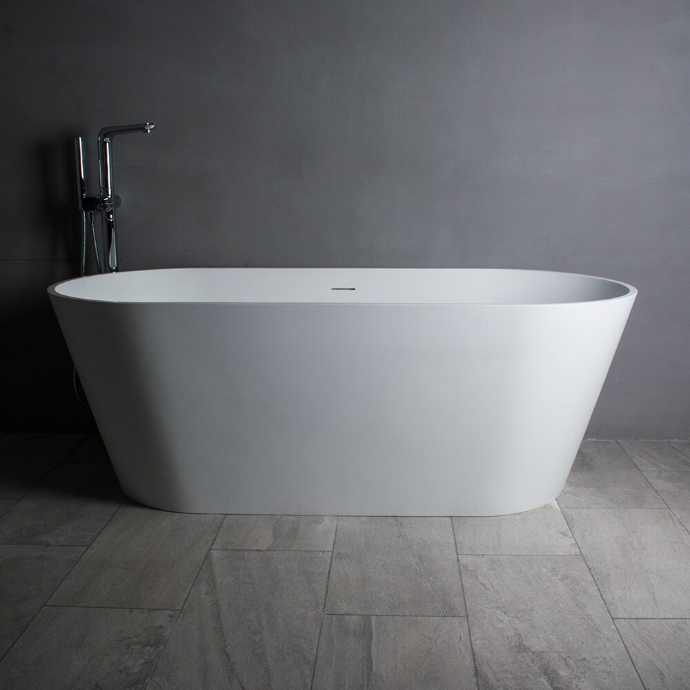 59'' White Matte Solid Surface Freestanding Bathtub