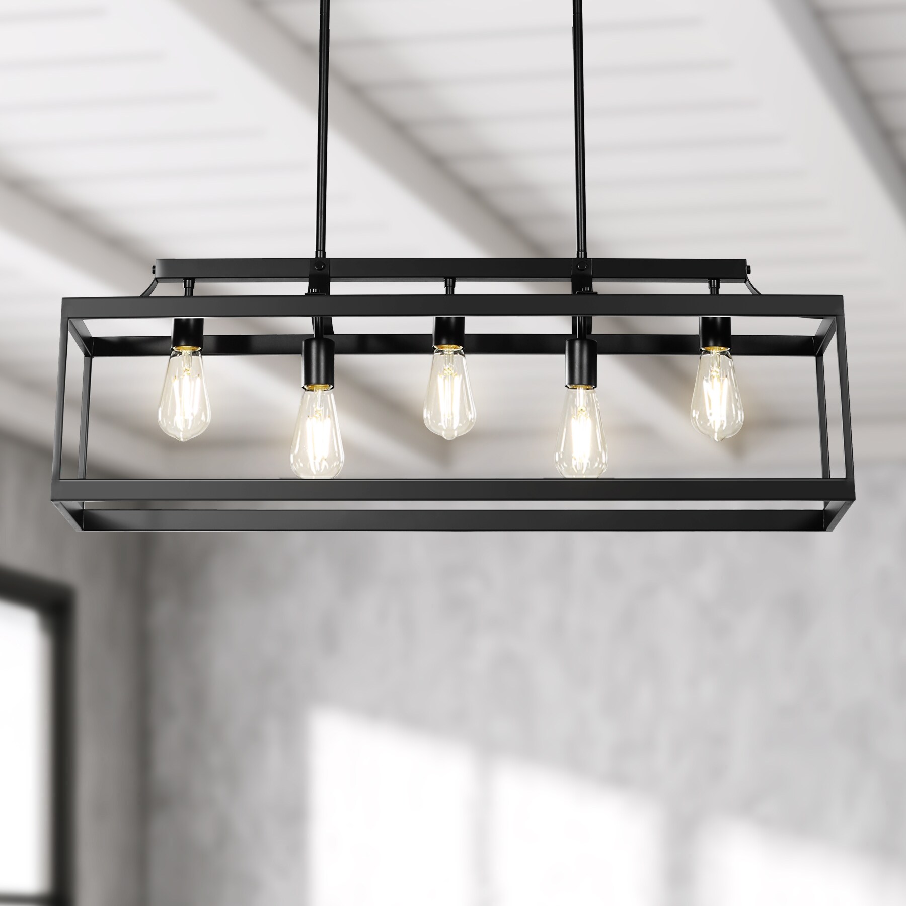 Tribesigns Iris 5-Light Matte Black Modern/Contemporary Linear Hanging ...