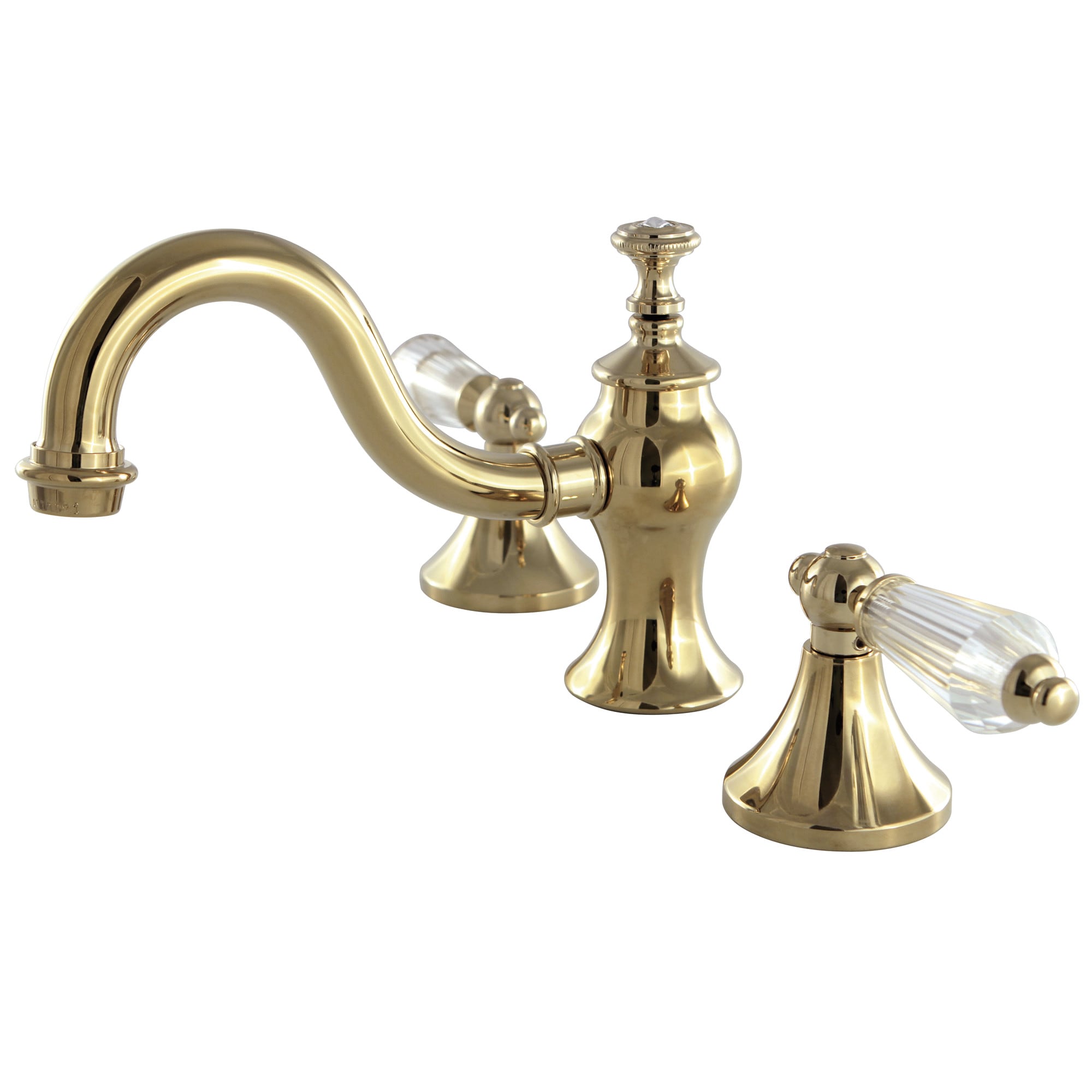 Kingston Brass WLKC7162WLL Wilshire Polished brass Widespread 2-handle Mid-arc Residential Handle Bathroom Sink Faucet with Drain