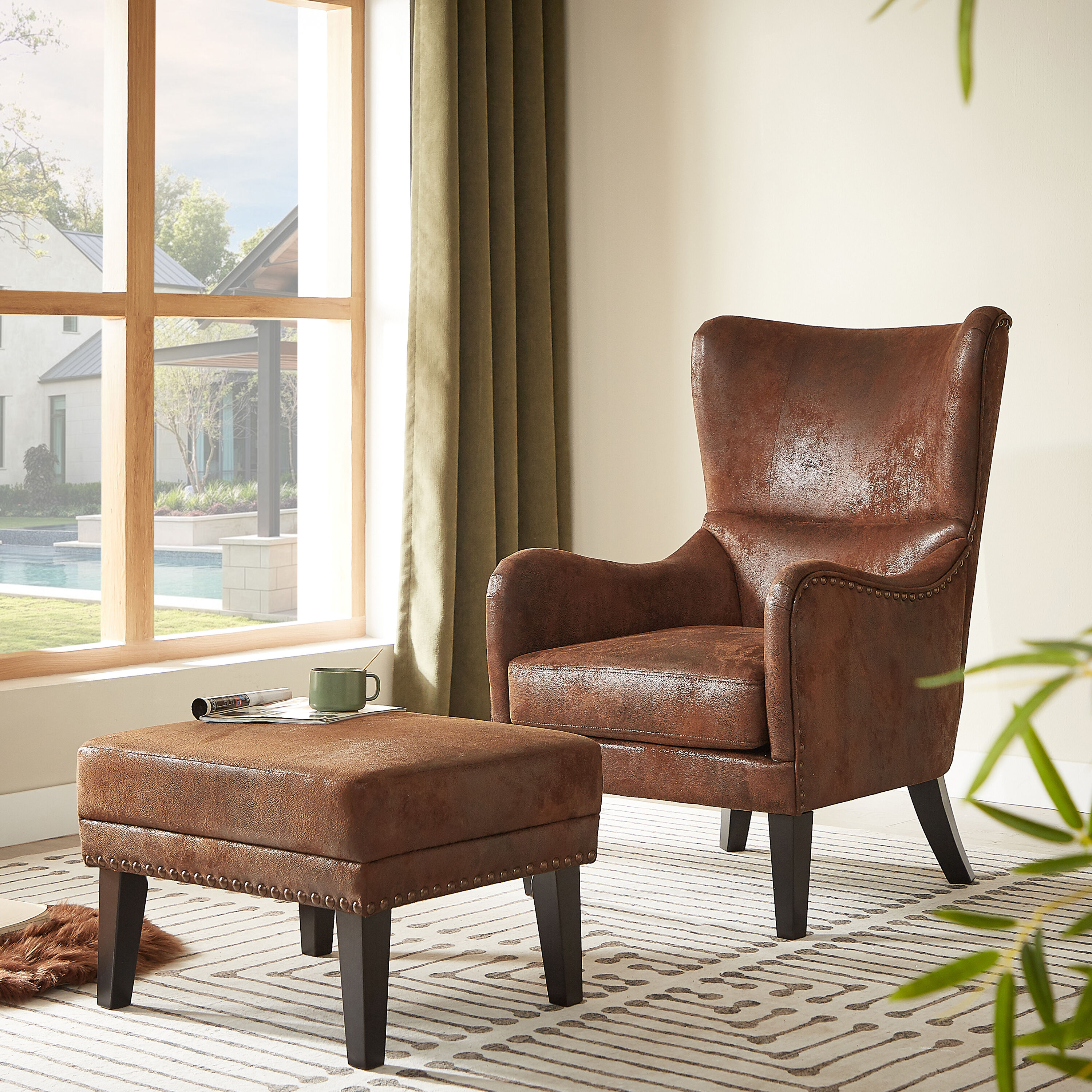 time&style ナイトフライ ラウンジチェア　ウォルナット　アームチェア② Christopher Knight Home High back Vintage Distressed Lounge Chair