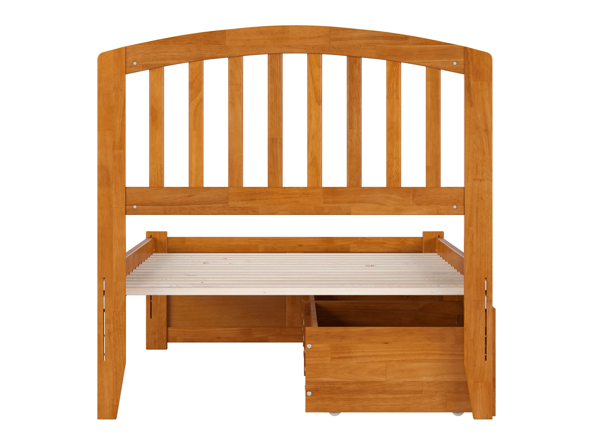 Light Toffee Twin Wood Platform Bed with Storage Drawers