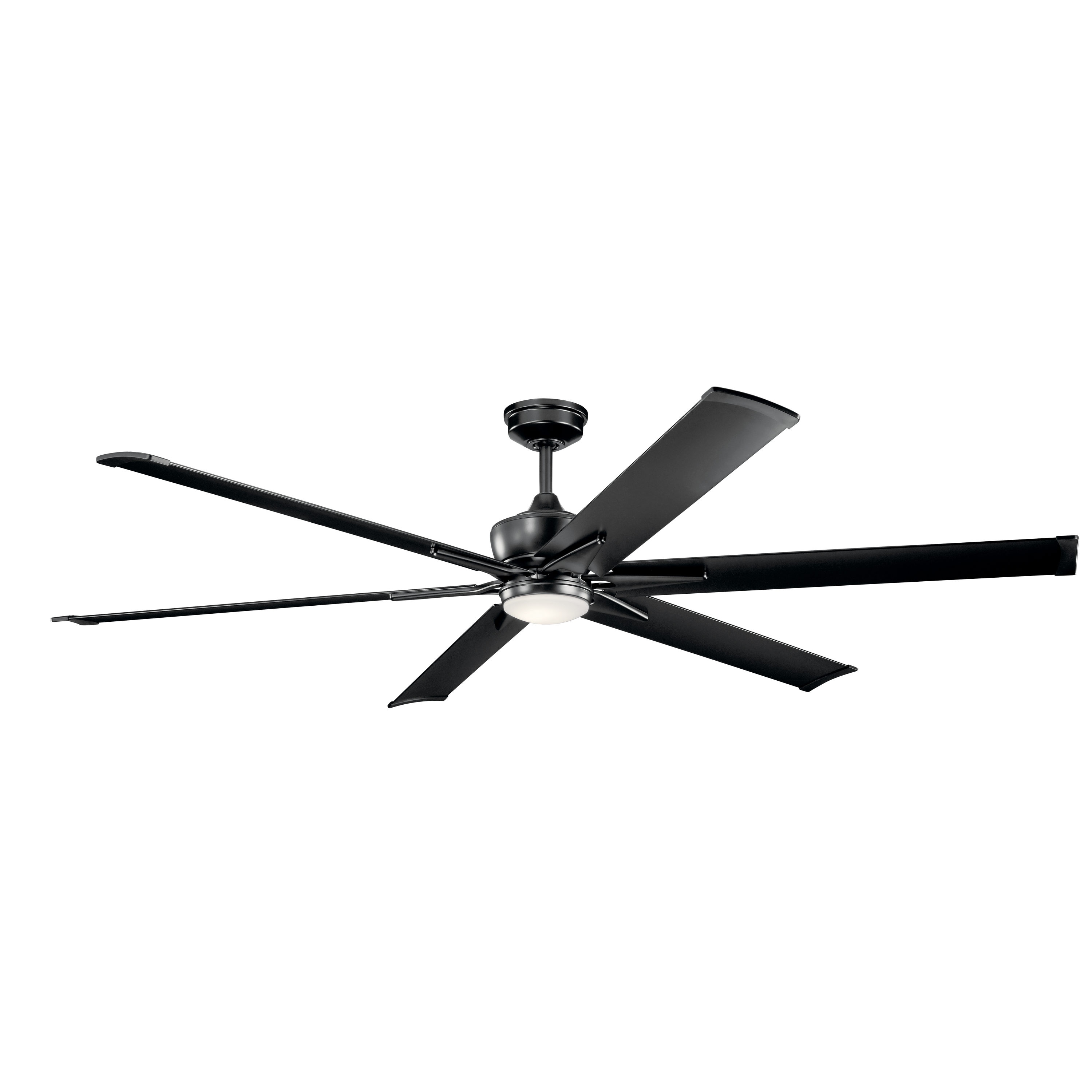 Kichler 300301SBK Szeplo 80-in Integrated LED Outdoor Satin Black with Satin Black Blades Propeller Ceiling Fan With Light - Remote Included ( 6 -Blade )
