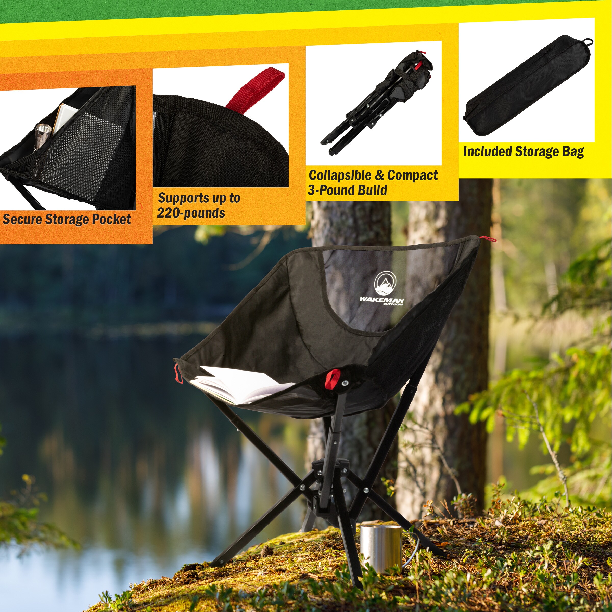 Wakeman 75-CMP1139 Beach-Camping-Chairs - View #3